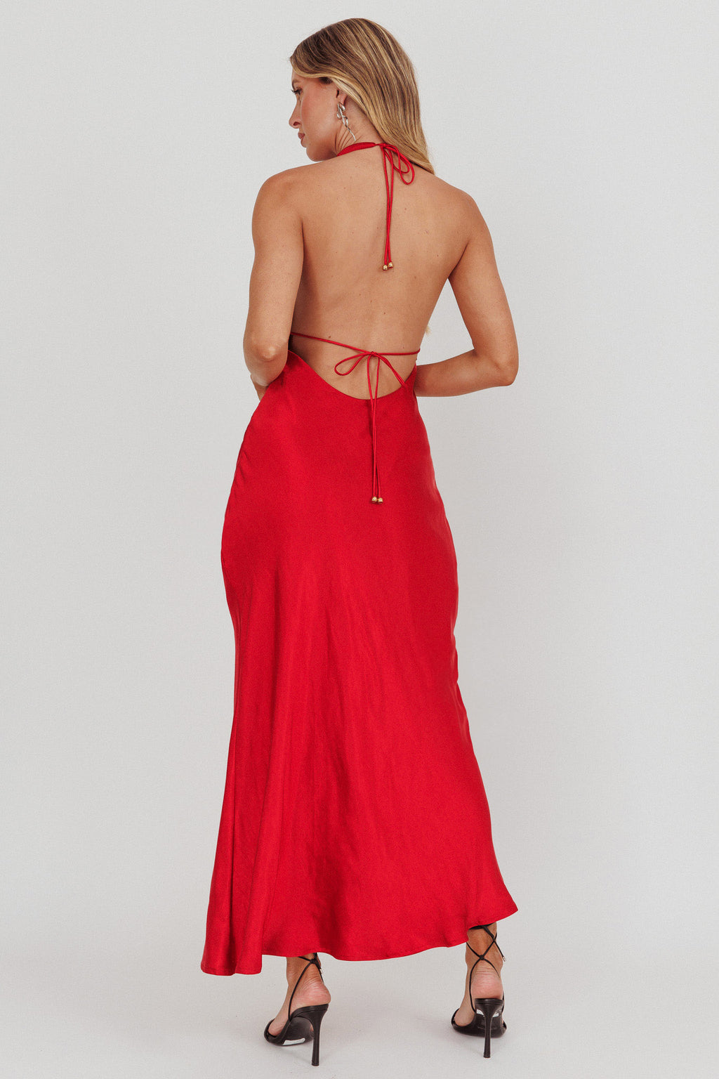 Sweetest Sundays Halterneck Open Back Dress Red by Selfie Leslie