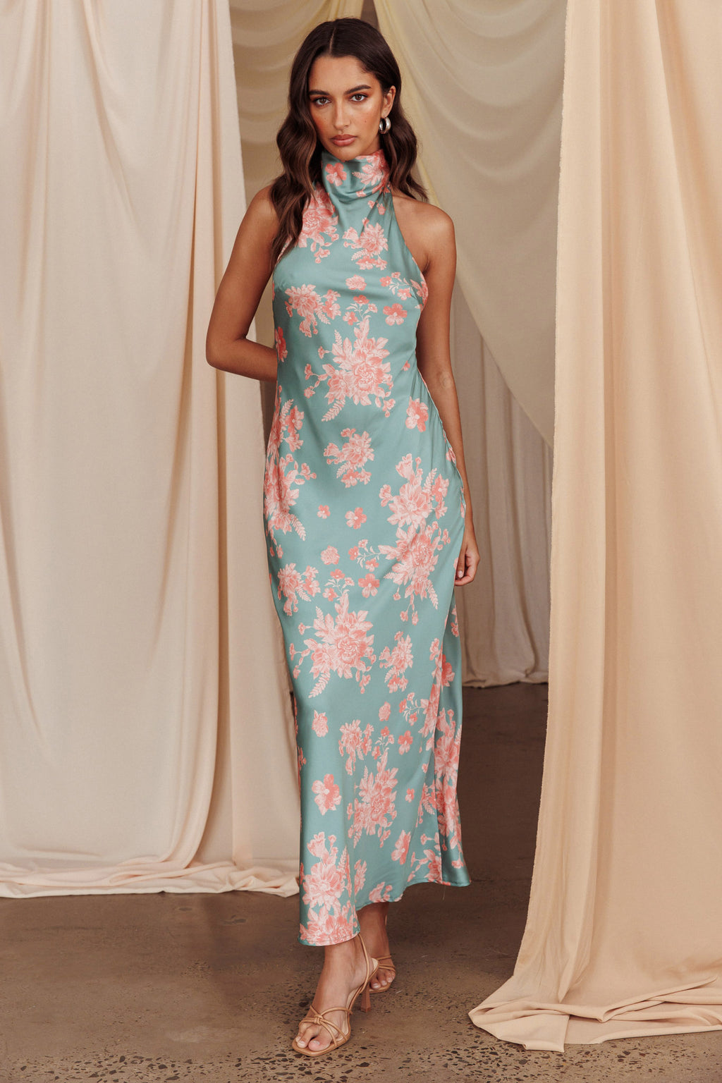 Sweetest Sundays Halterneck Open Back Dress Mint by Selfie Leslie