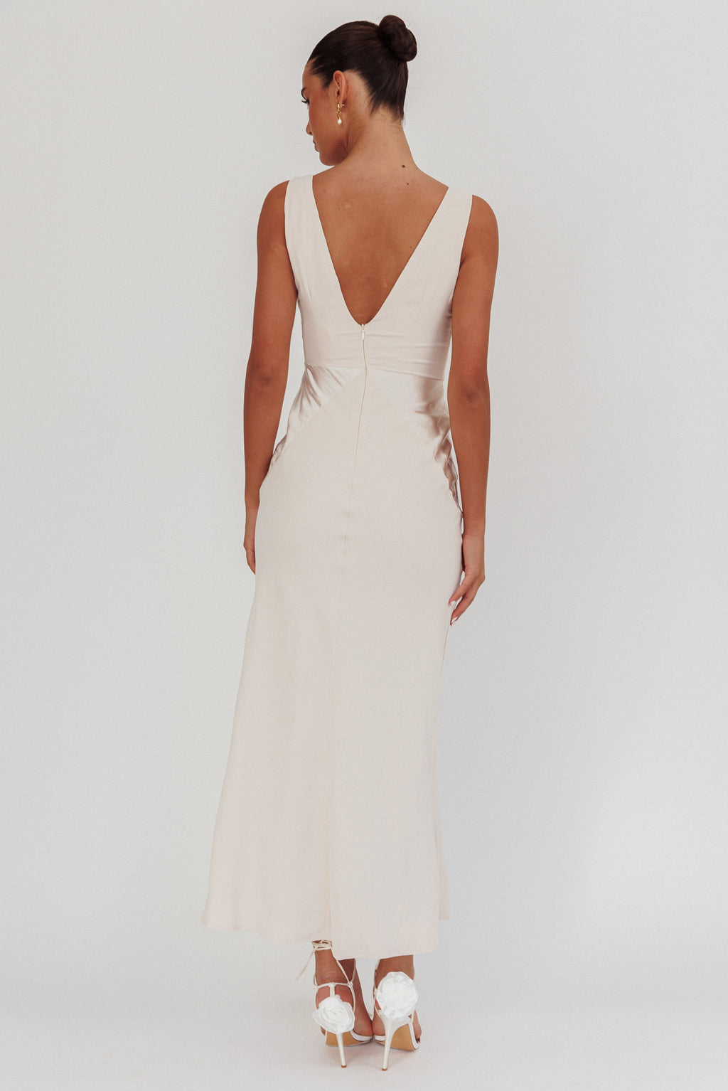 Soul Fire V-Neck Maxi Dress Champagne by Selfie Leslie