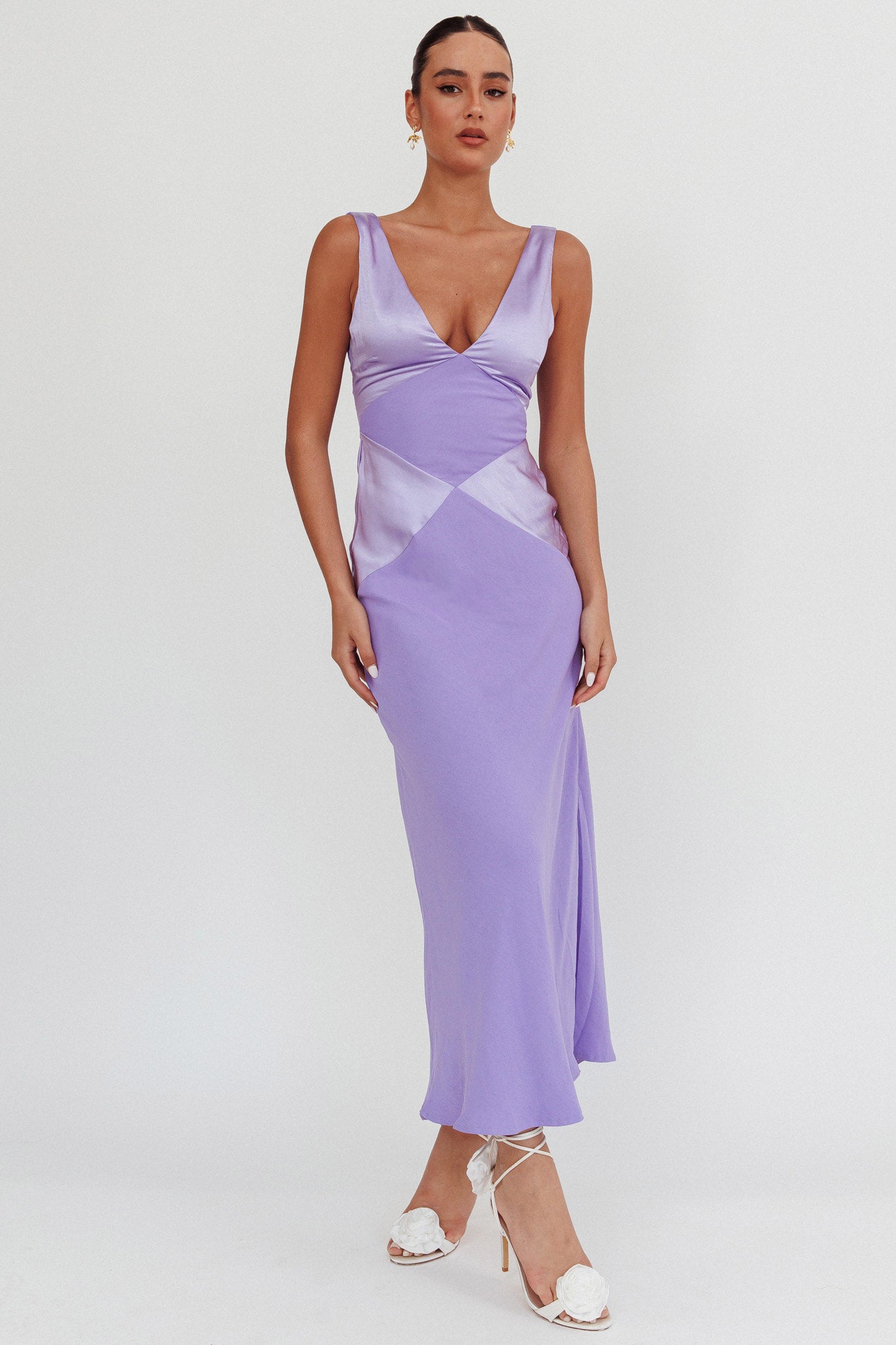 chinese dress ladies Blaise Lilac Satin Maxi Dress - US 2 main image 1