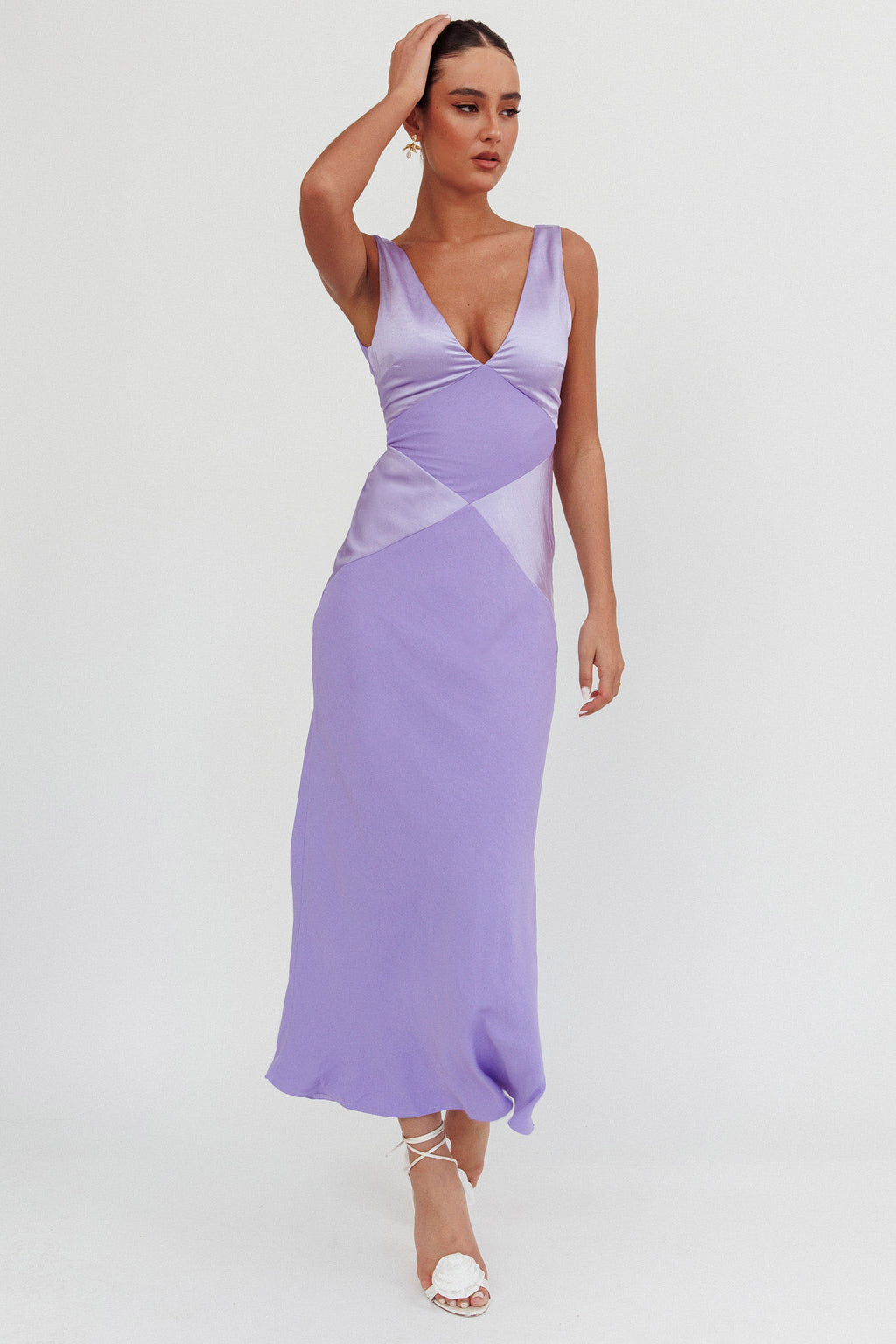 Soul Fire V-Neck Maxi Dress Lilac by Selfie Leslie