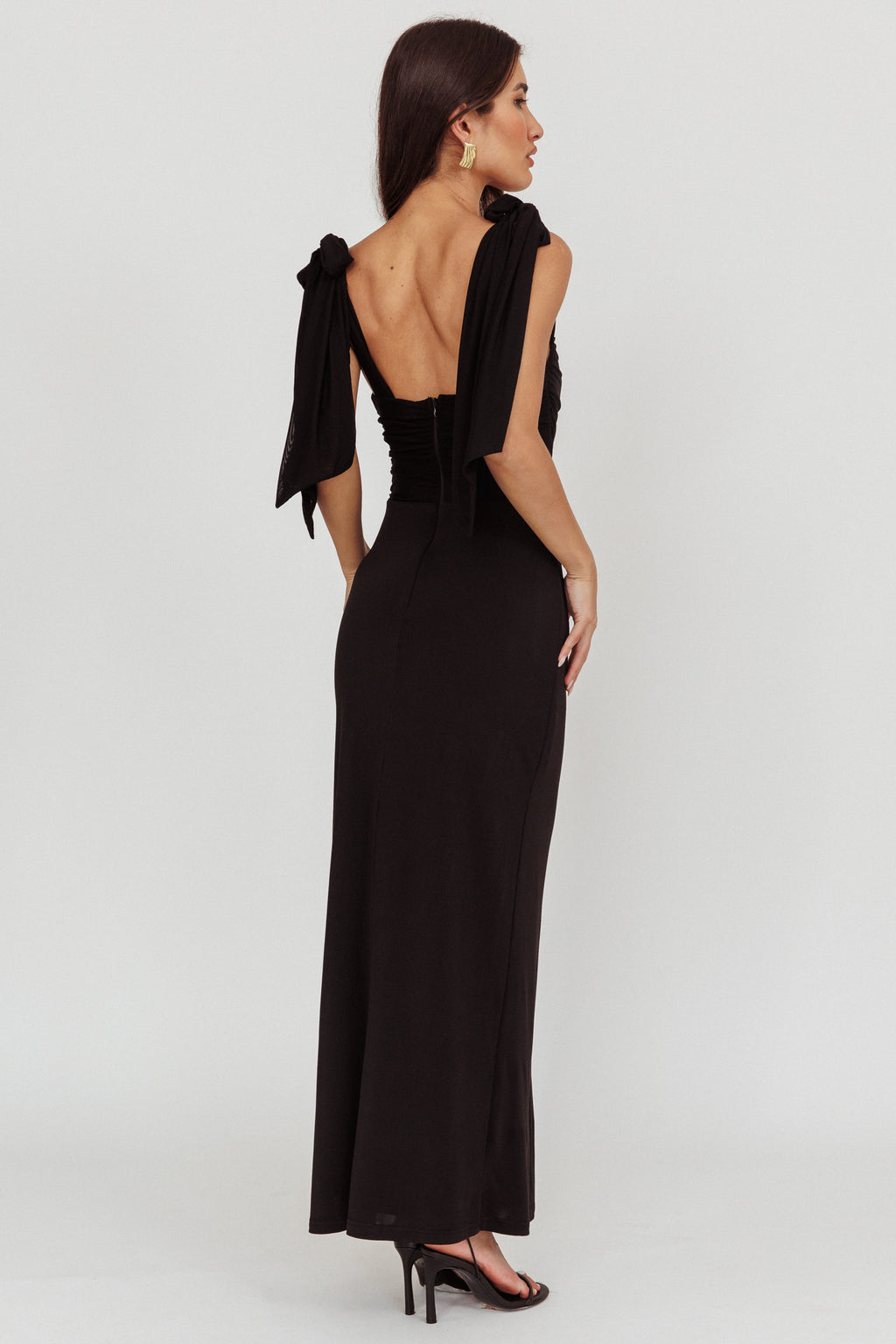 Starry Eyed Mesh Waist Maxi Dress Black by Selfie Leslie