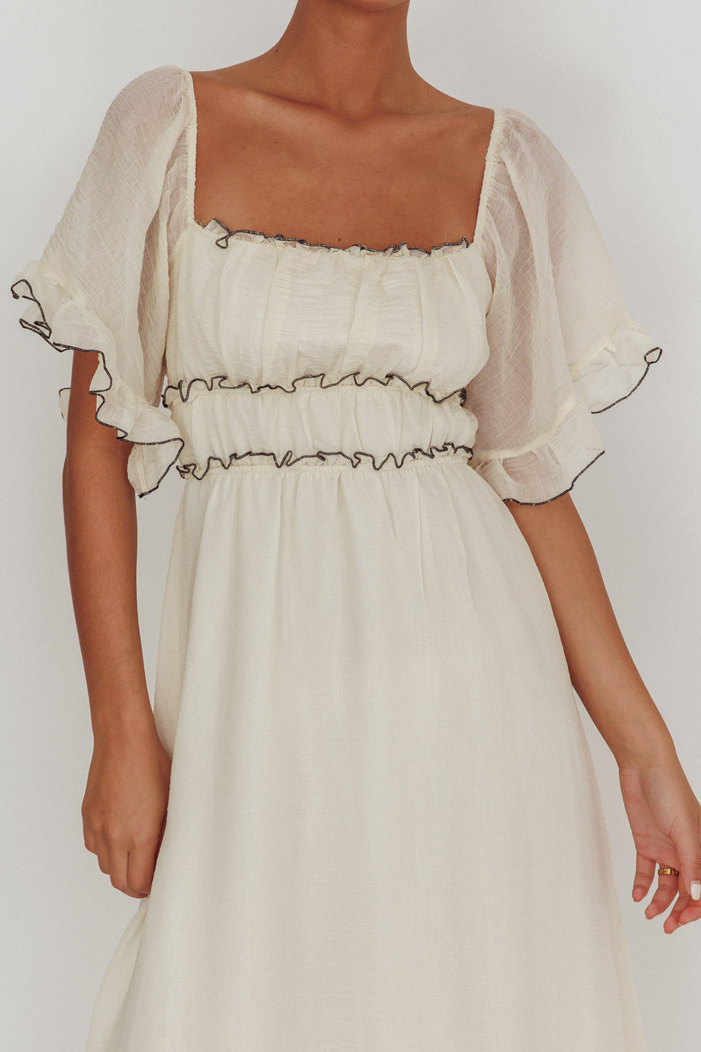 Kathlene Flutter Sleeves Maxi Dress Cream Kathlene Flutter Sleeves Maxi Dress Cream