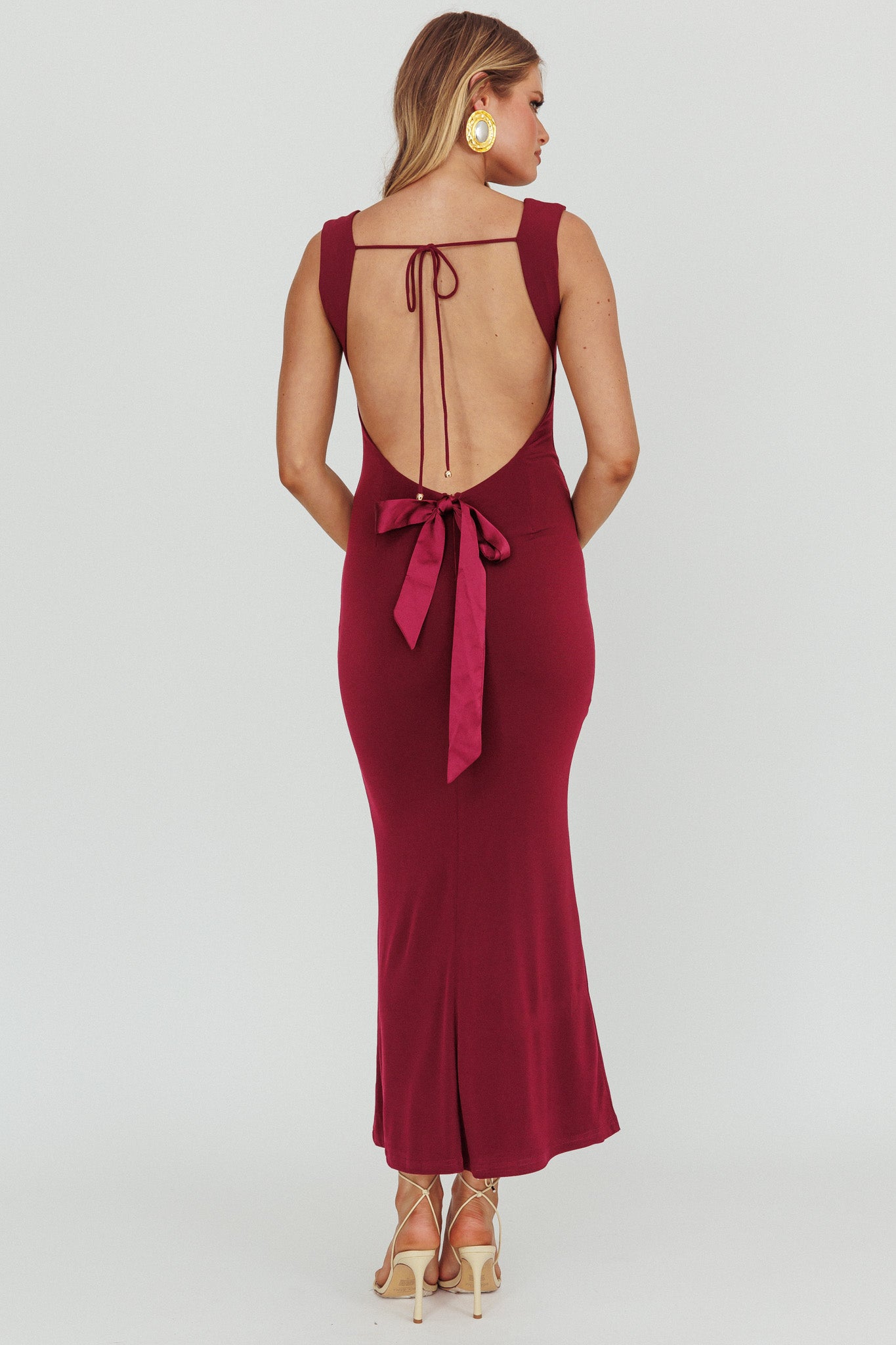 Annabel Bodycon Maxi Dress Wine by Selfie Leslie