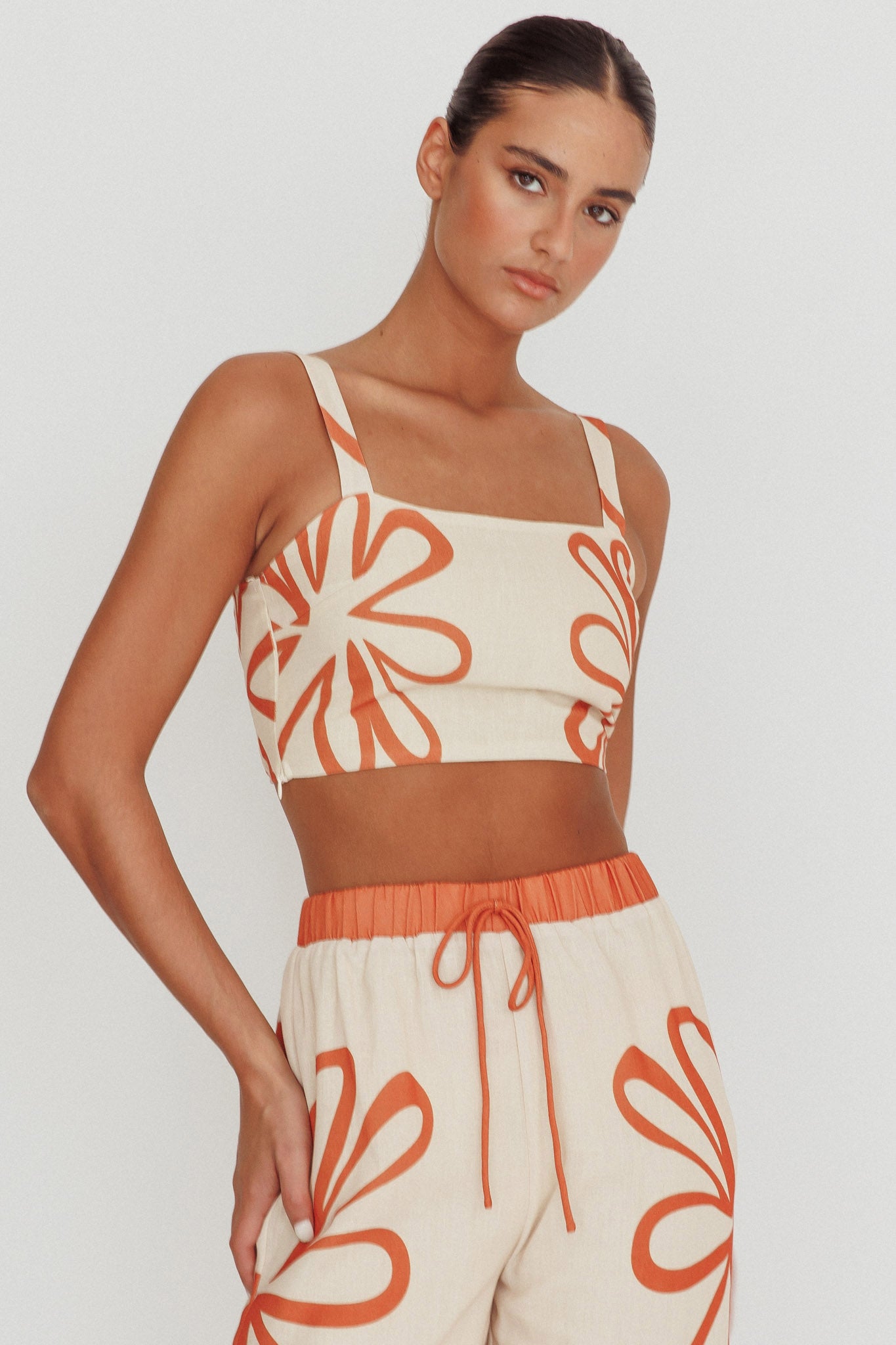 Briar Square Neck Cropped Top Rust Beige by Selfie Leslie