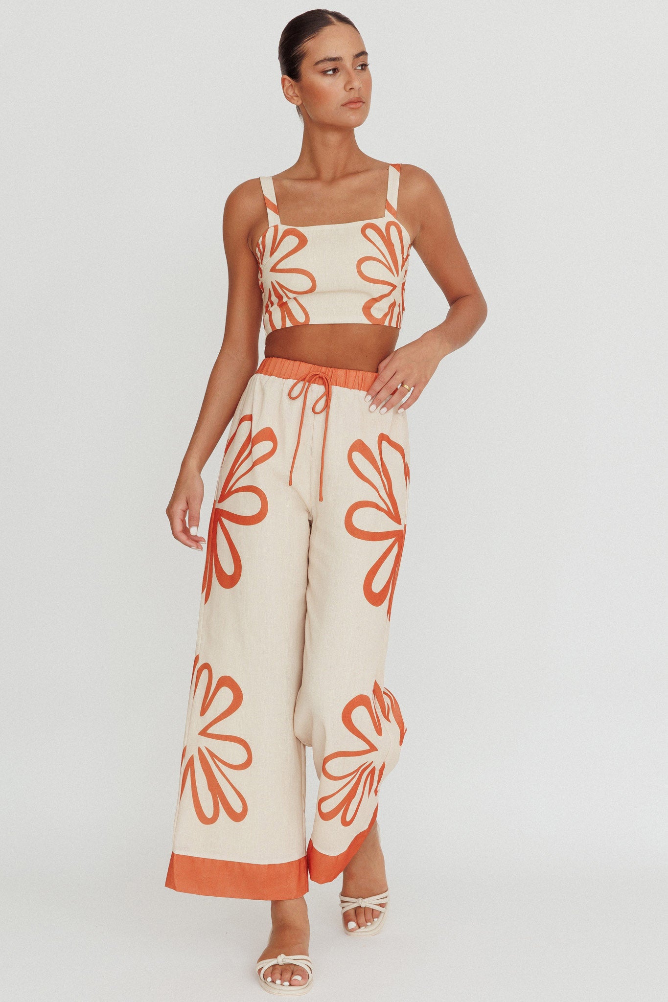 Briar Square Neck Cropped Top Rust Beige by Selfie Leslie