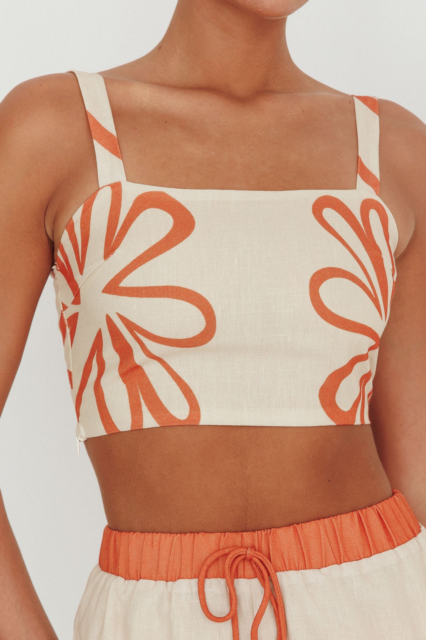 Briar Square Neck Cropped Top Rust Beige by Selfie Leslie