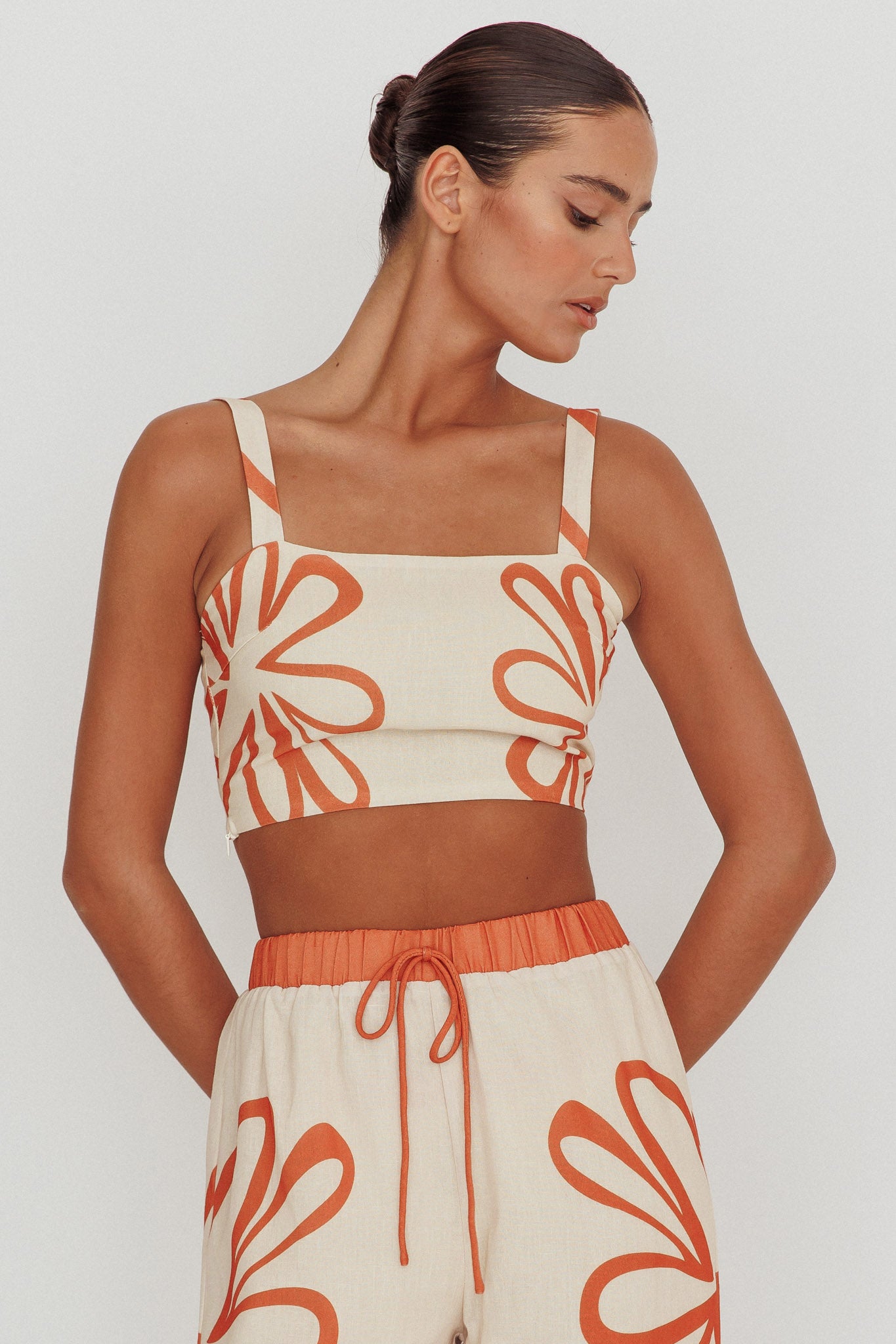 Briar Square Neck Cropped Top Rust Beige by Selfie Leslie