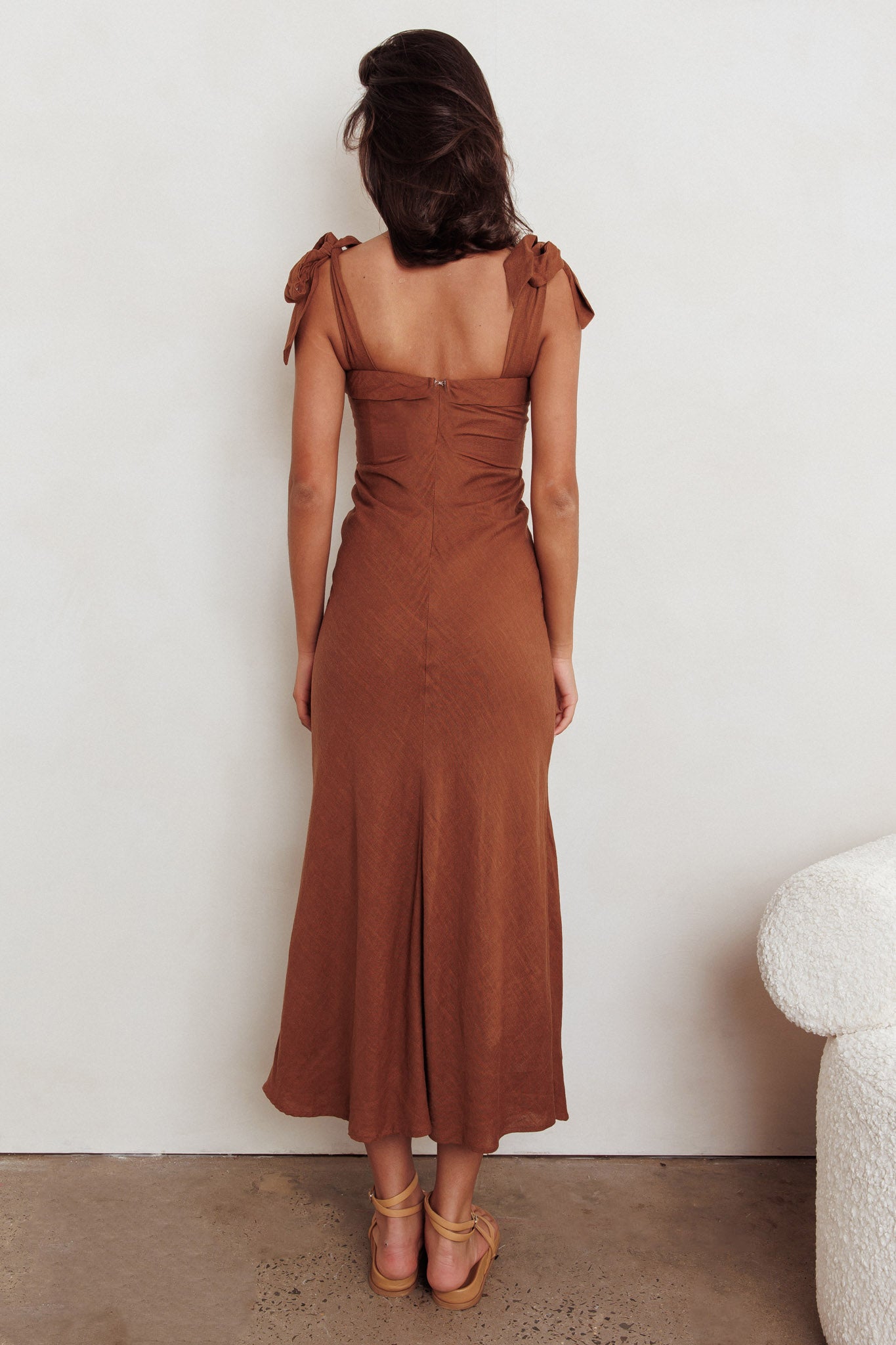 Appreciate You Tied Shoulder Maxi Dress Chocolate by Selfie Leslie