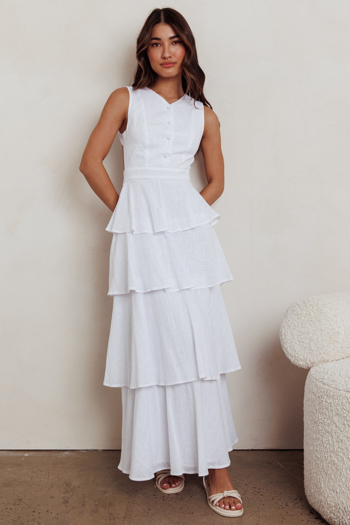 Just Perfect Tiered Ruffle Maxi Dress White– Selfie Leslie