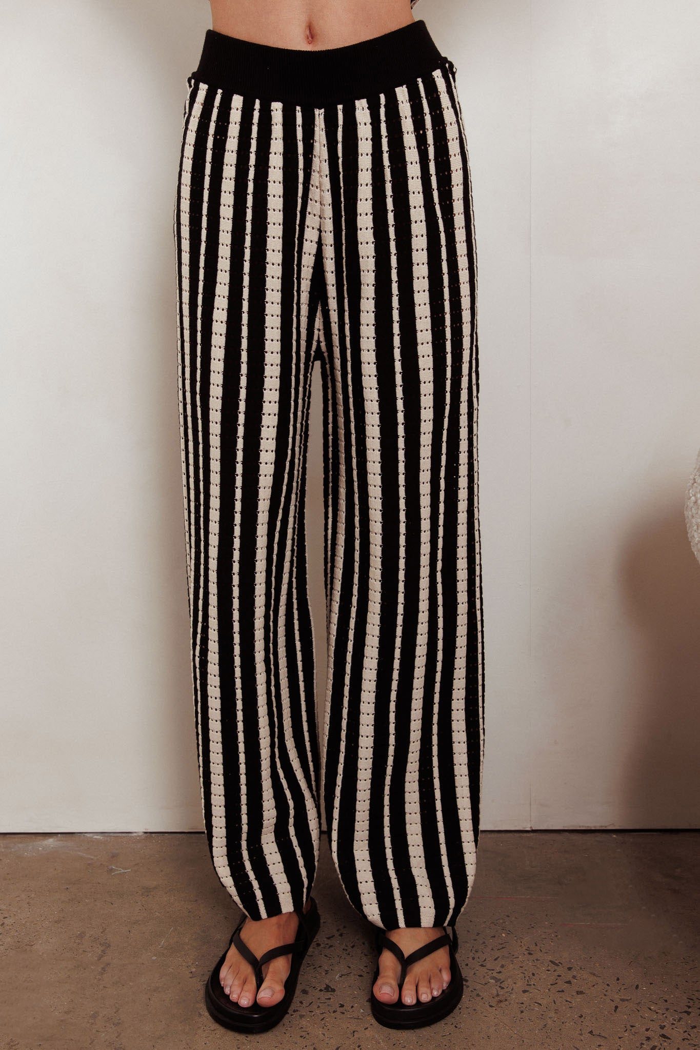 Influence Knit Straight Leg Pants Black by Selfie Leslie