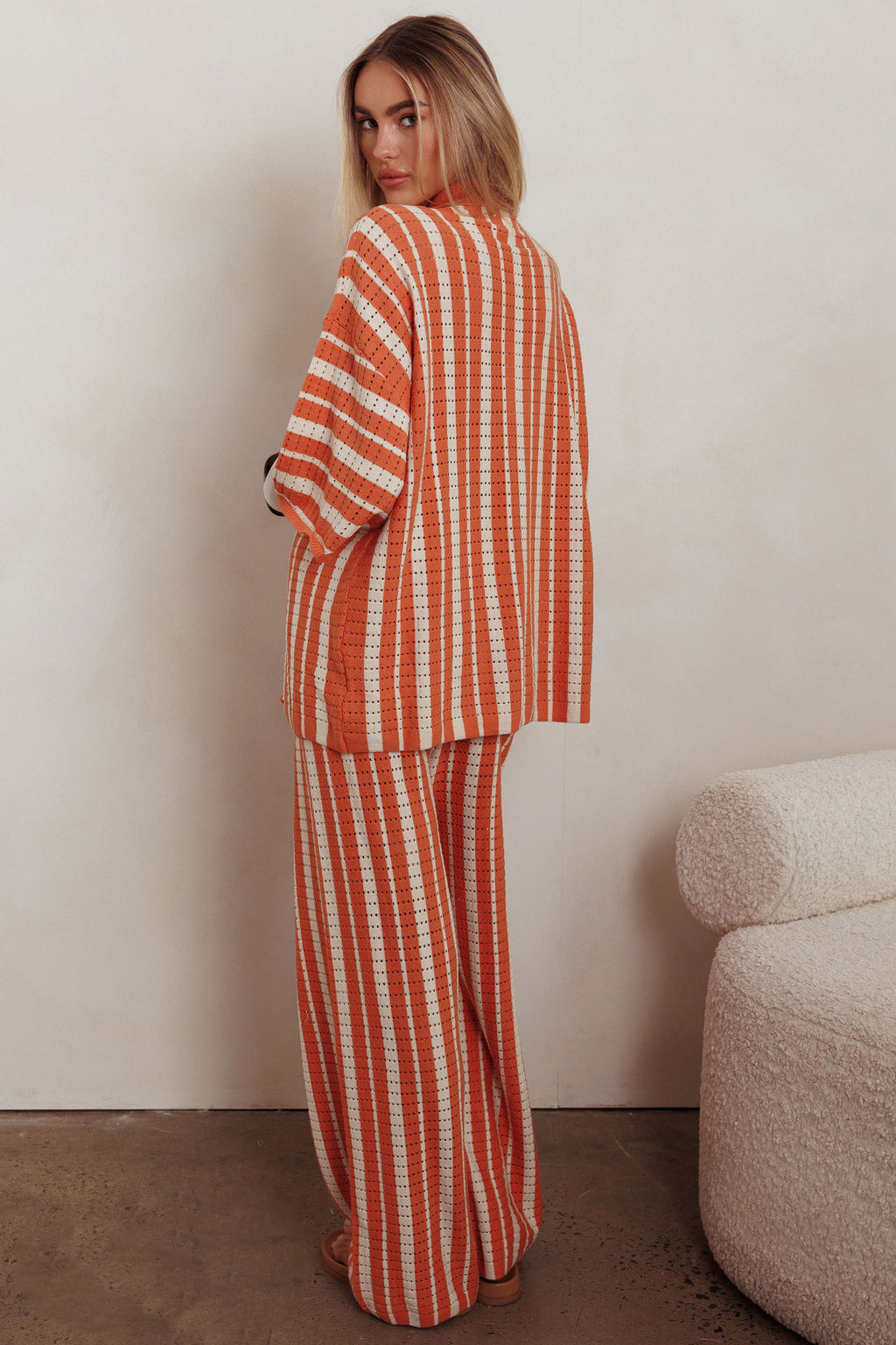 Influence Knit Straight Leg Pants Orange by Selfie Leslie