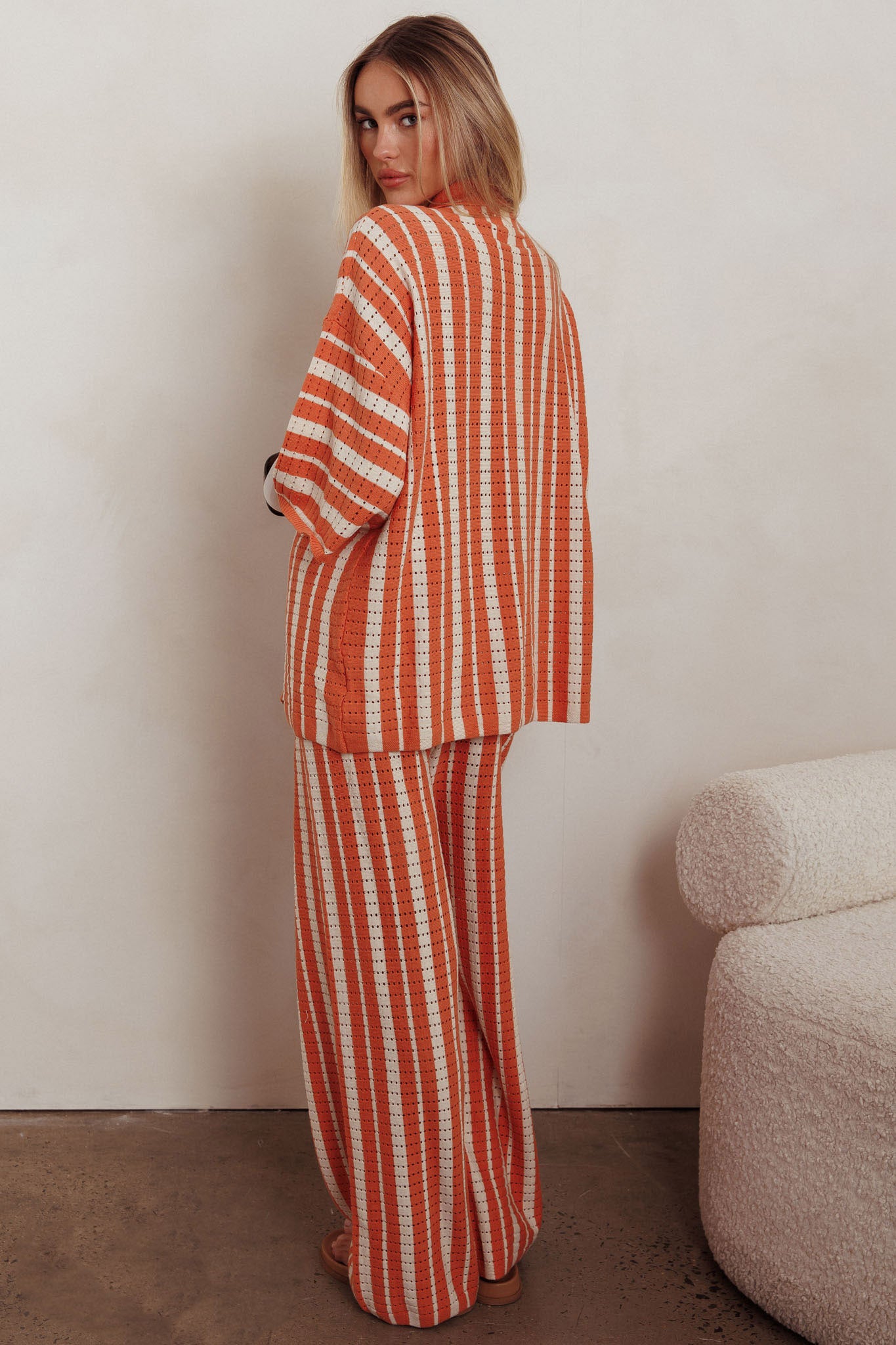 Influence Knit Straight Leg Pants Orange by Selfie Leslie
