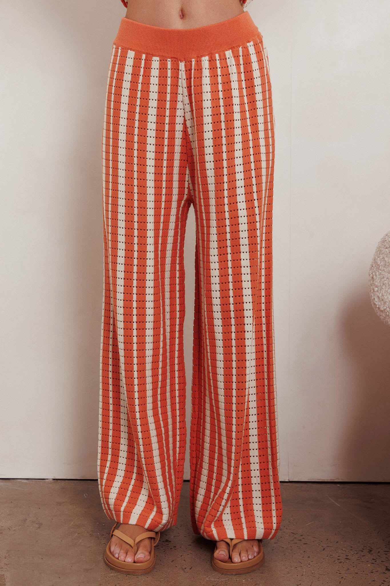 Influence Knit Straight Leg Pants Orange by Selfie Leslie