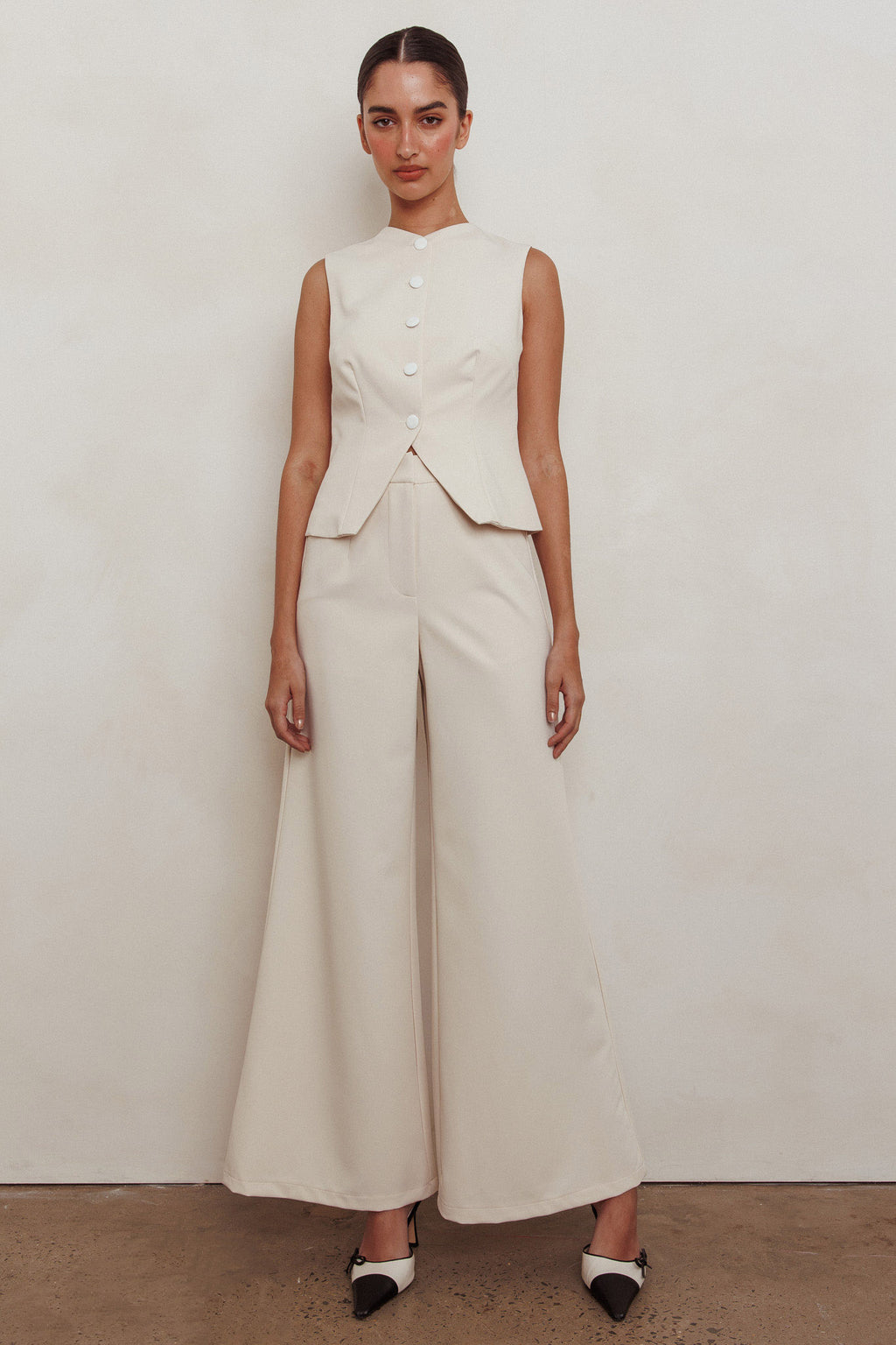Consideration Wide Leg Pant Beige by Selfie Leslie