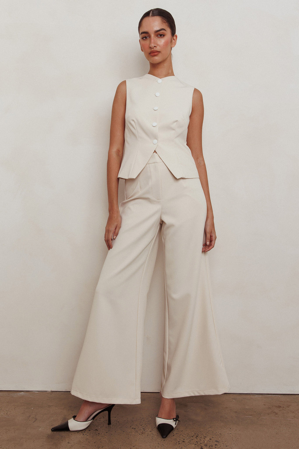 Consideration Wide Leg Pant Beige by Selfie Leslie