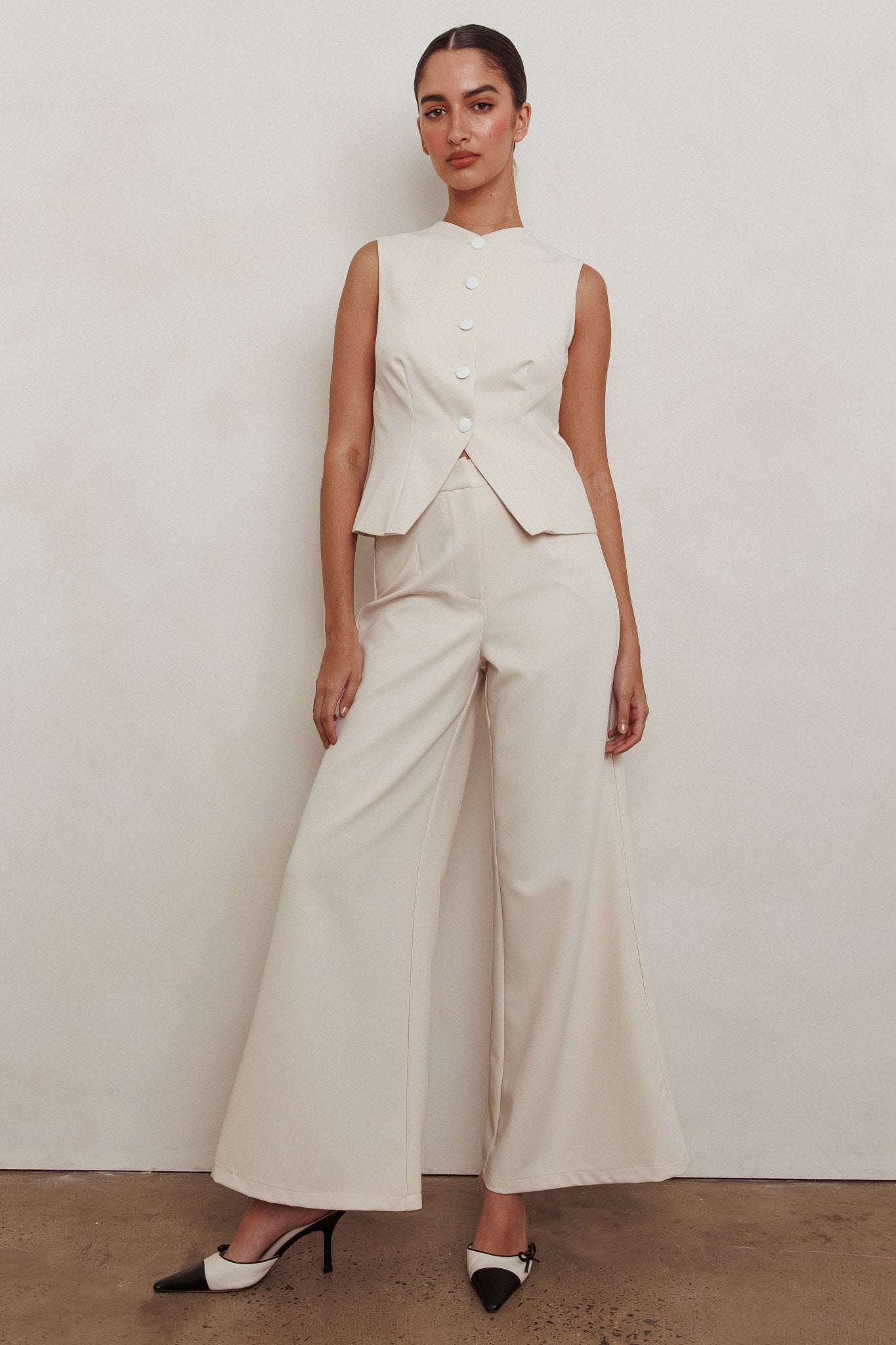 Consideration Wide Leg Pant Beige by Selfie Leslie