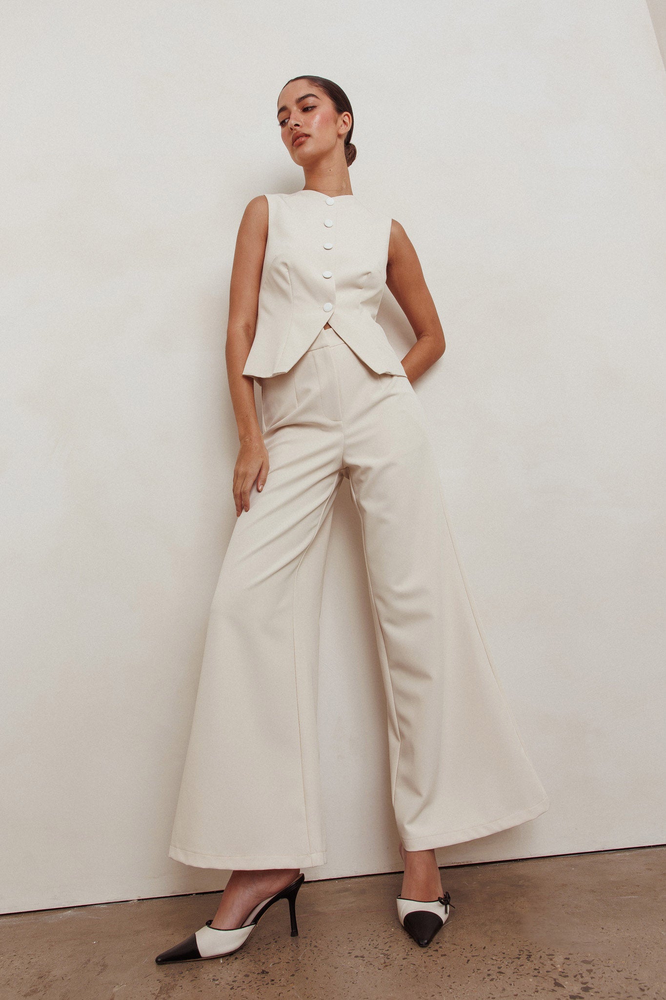 Consideration Wide Leg Pant Beige by Selfie Leslie