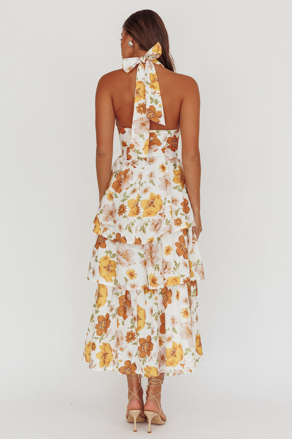 Shaya Tiered Ruffle Maxi Dress Floral Yellow by Selfie Leslie