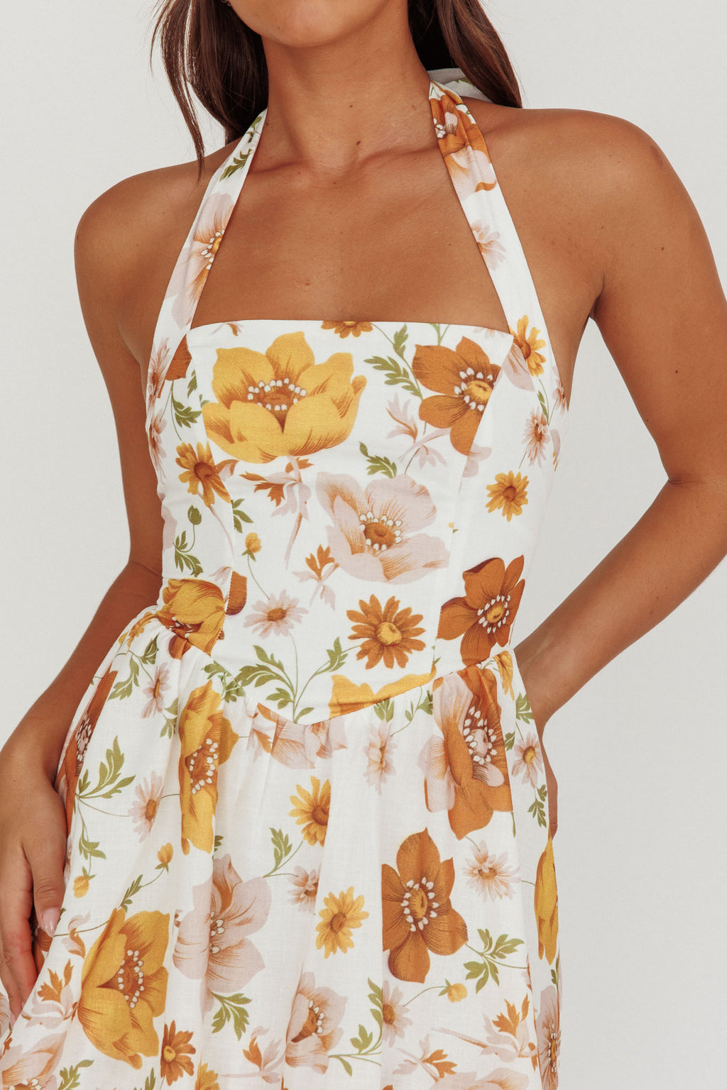 Shaya Tiered Ruffle Maxi Dress Floral Yellow by Selfie Leslie