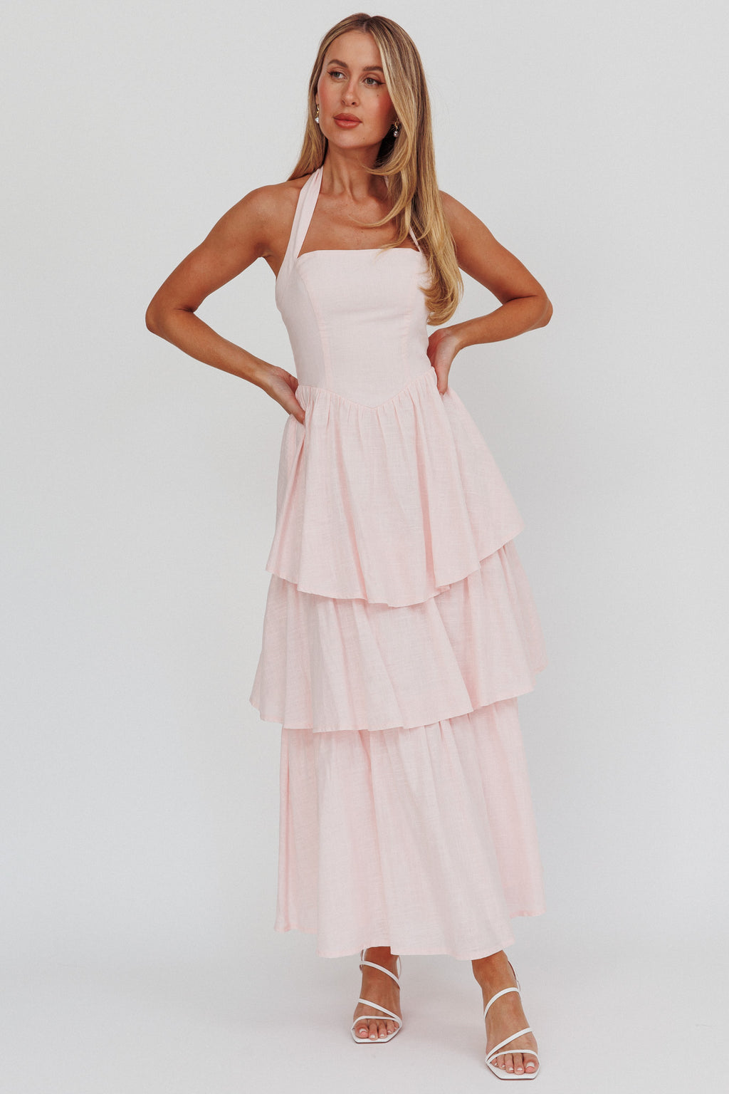 Shaya Tiered Ruffle Maxi Dress Pink | Selfie Leslie Shaya Tiered Ruffle Maxi Dress Pink | Selfie Leslie