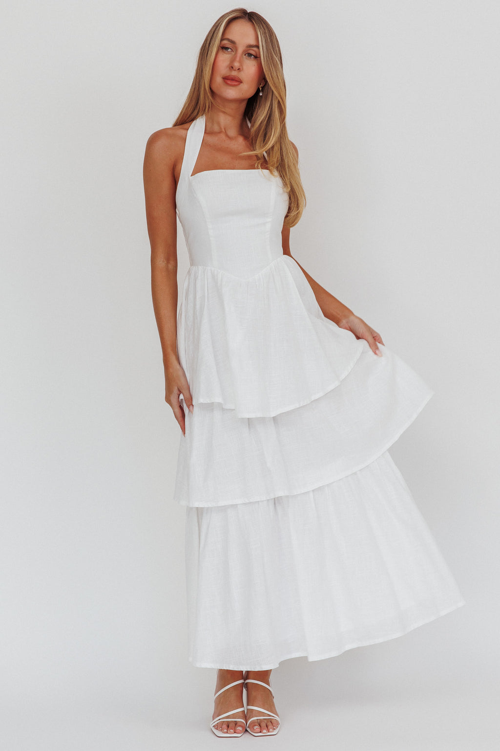 Shaya Tiered Ruffle Maxi Dress White | Selfie Leslie Shaya Tiered Ruffle Maxi Dress White | Selfie Leslie
