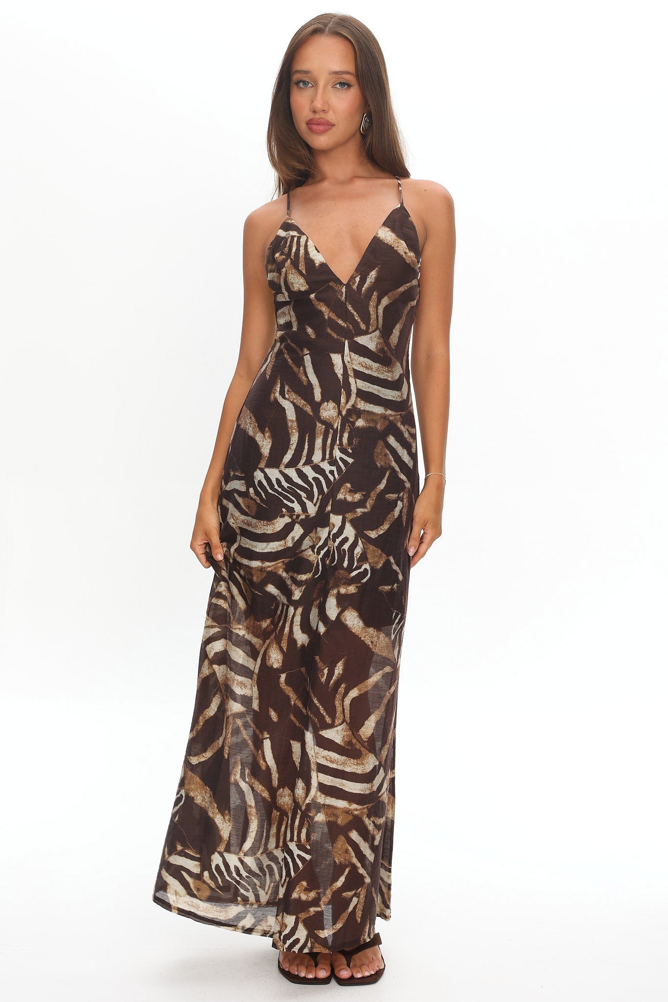 day by day maxi dress Dreamy Day Bead Back Maxi Dress Print Chocolate