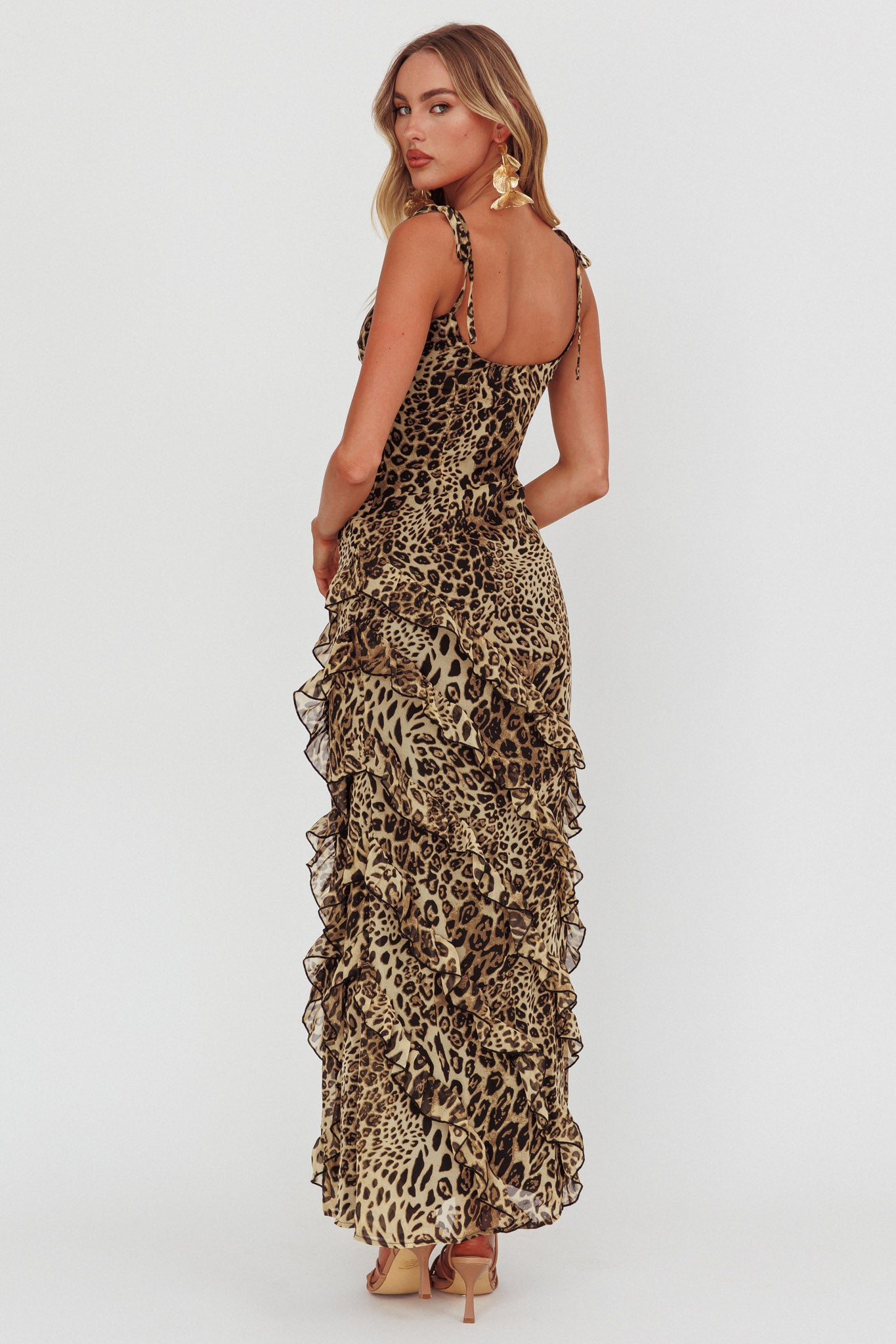 Dreamy Day Ruffle Trim Maxi Dress Leopard - XL Dreamy Day Ruffle Trim Maxi Dress Leopard - XL