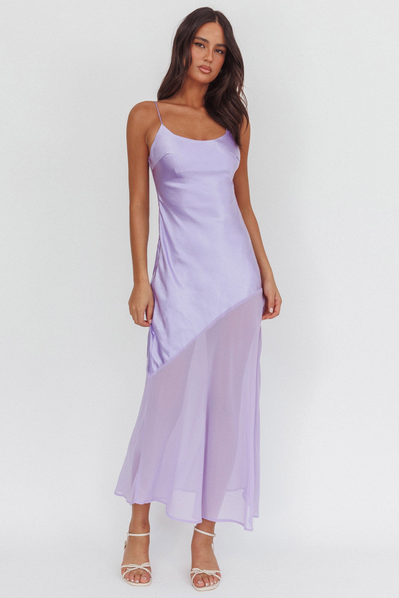 Gilded Dream Chiffon Hem Maxi Dress Lilac by Selfie Leslie