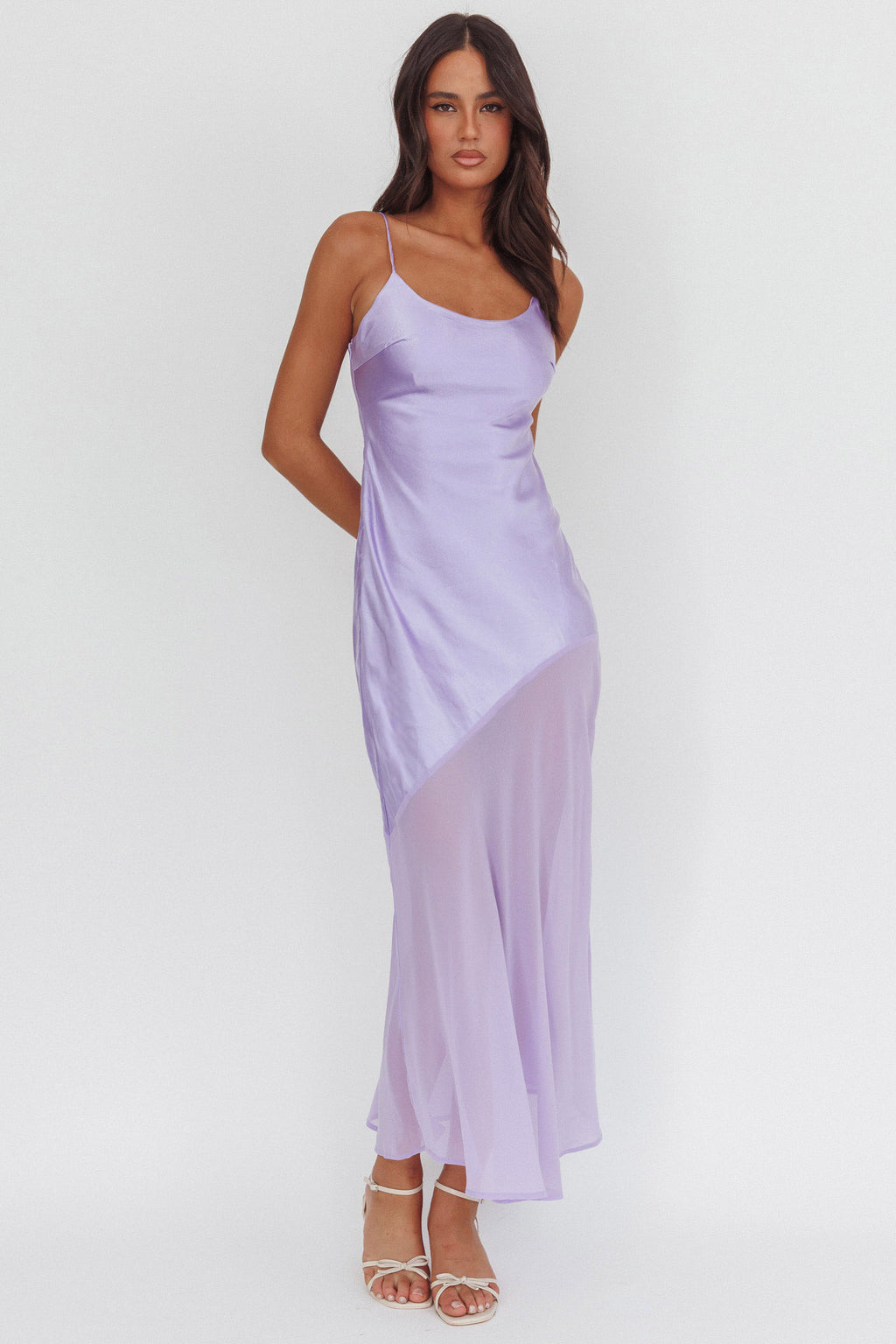 Gilded Dream Chiffon Hem Maxi Dress Lilac by Selfie Leslie