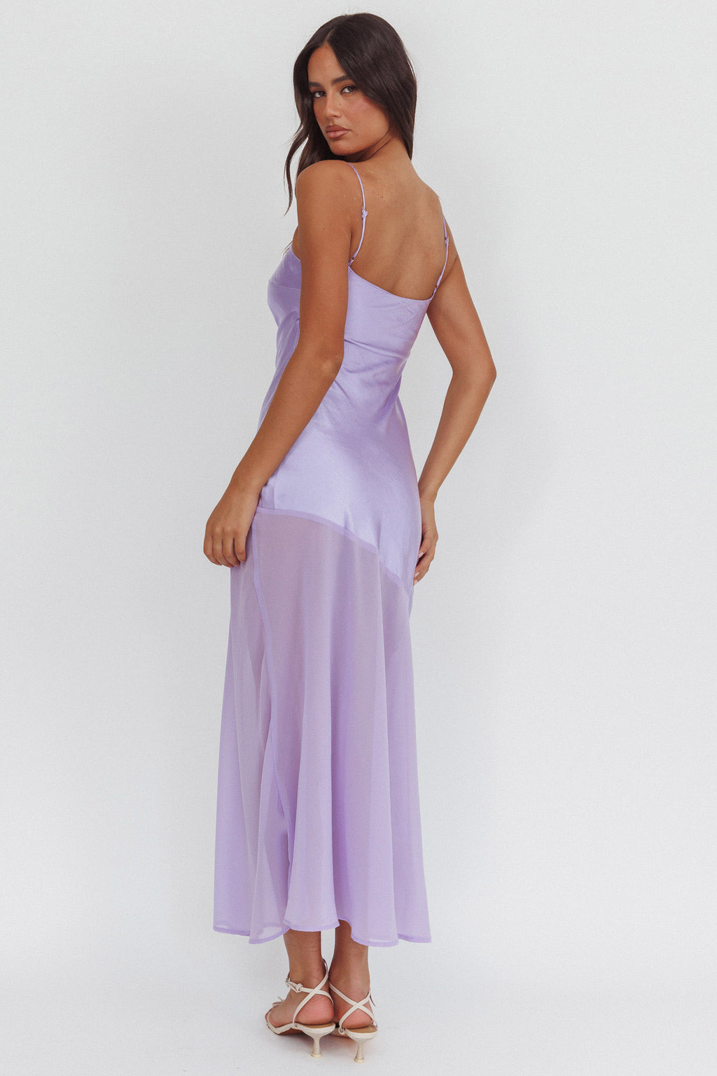 Gilded Dream Chiffon Hem Maxi Dress Lilac by Selfie Leslie