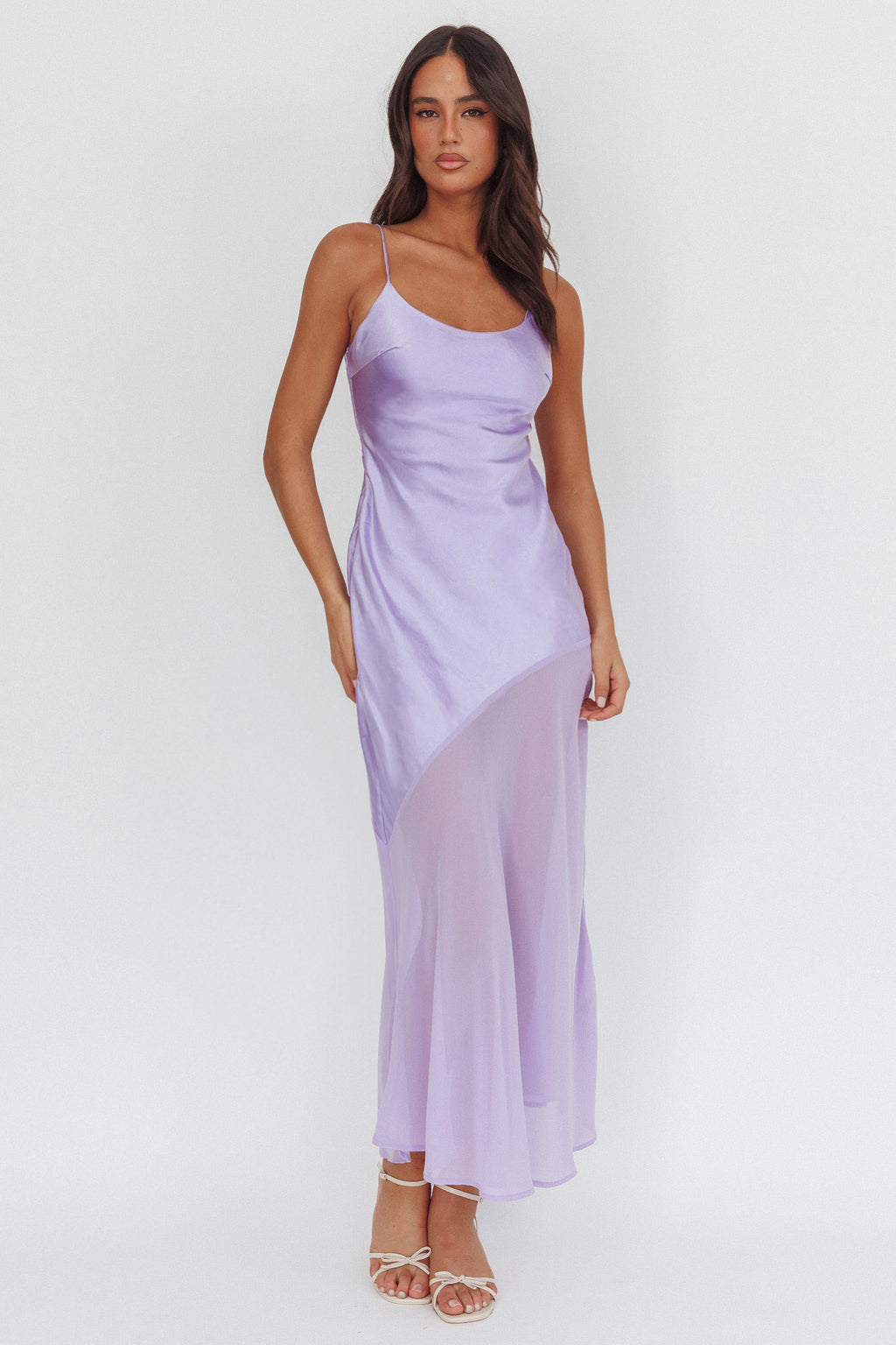 Gilded Dream Chiffon Hem Maxi Dress Lilac by Selfie Leslie