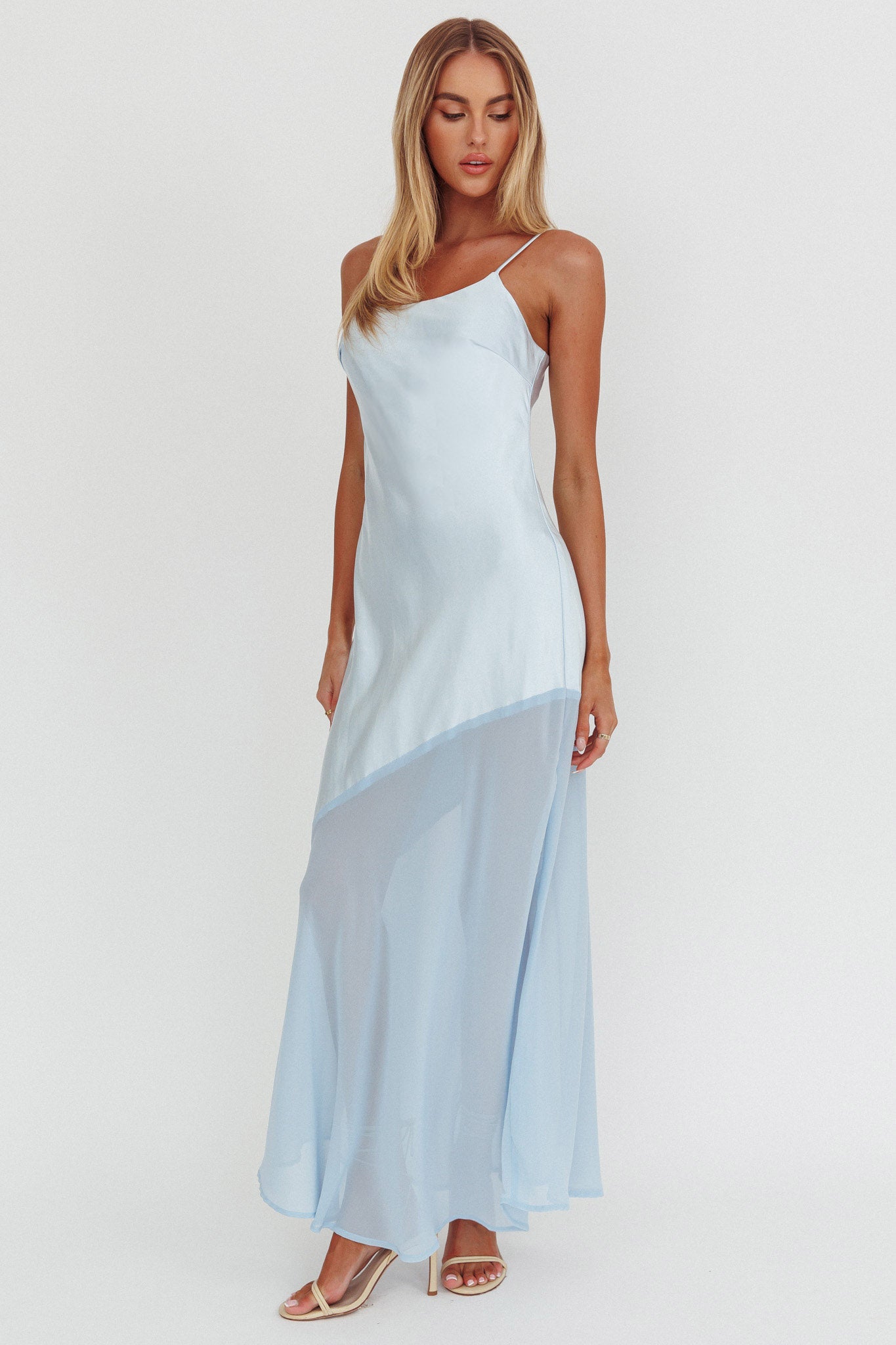 Gilded Dream Chiffon Hem Maxi Dress Baby Blue | Selfie Leslie Gilded Dream Chiffon Hem Maxi Dress Baby Blue | Selfie Leslie