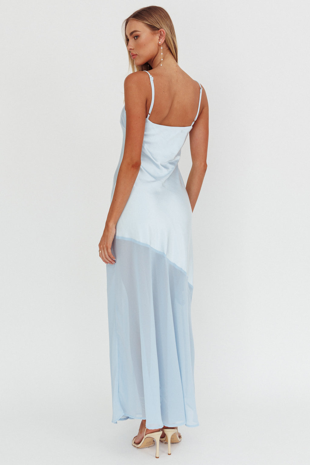 Gilded Dream Chiffon Hem Maxi Dress Baby Blue by Selfie Leslie