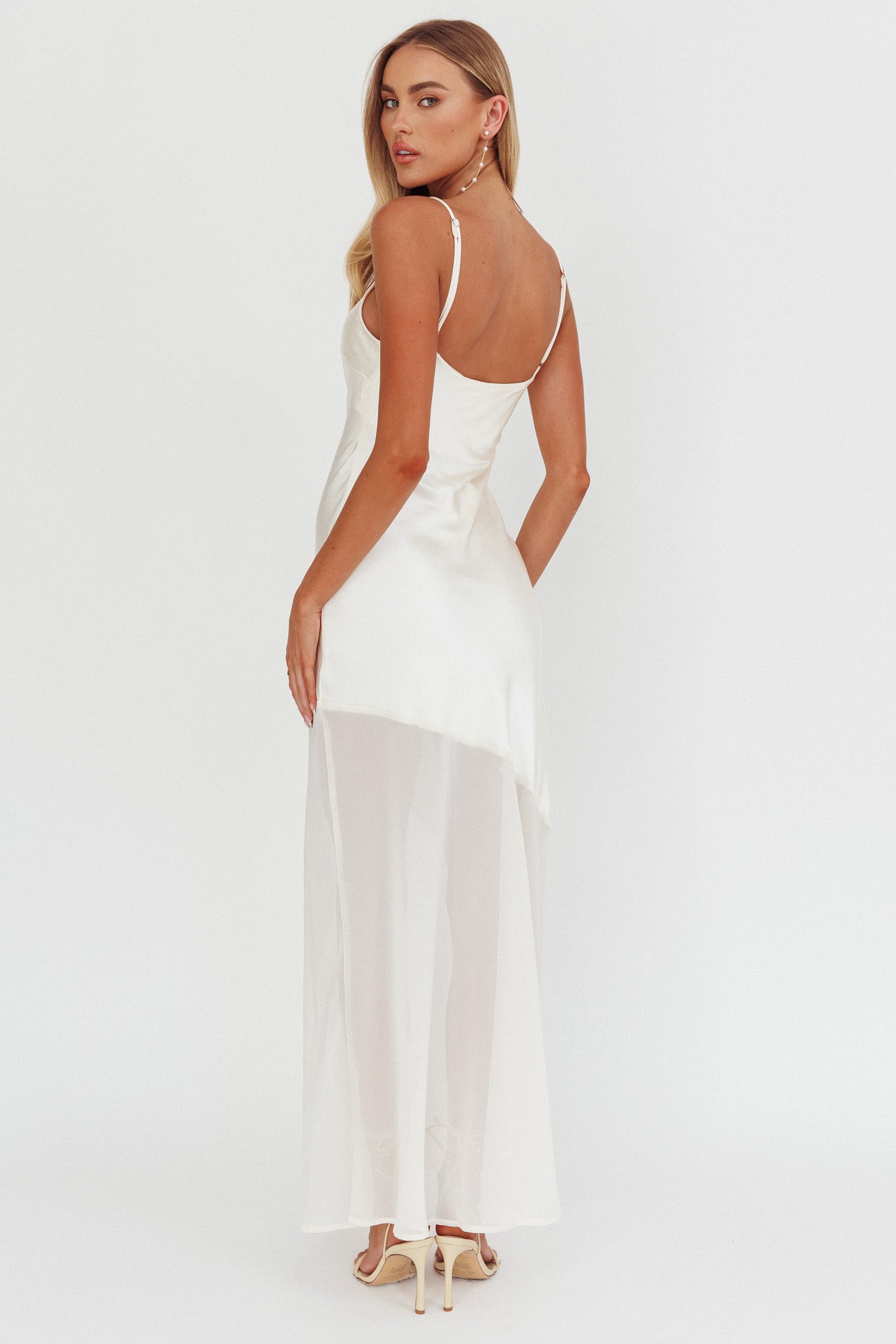 Gilded Dream Chiffon Hem Maxi Dress Oyster by Selfie Leslie