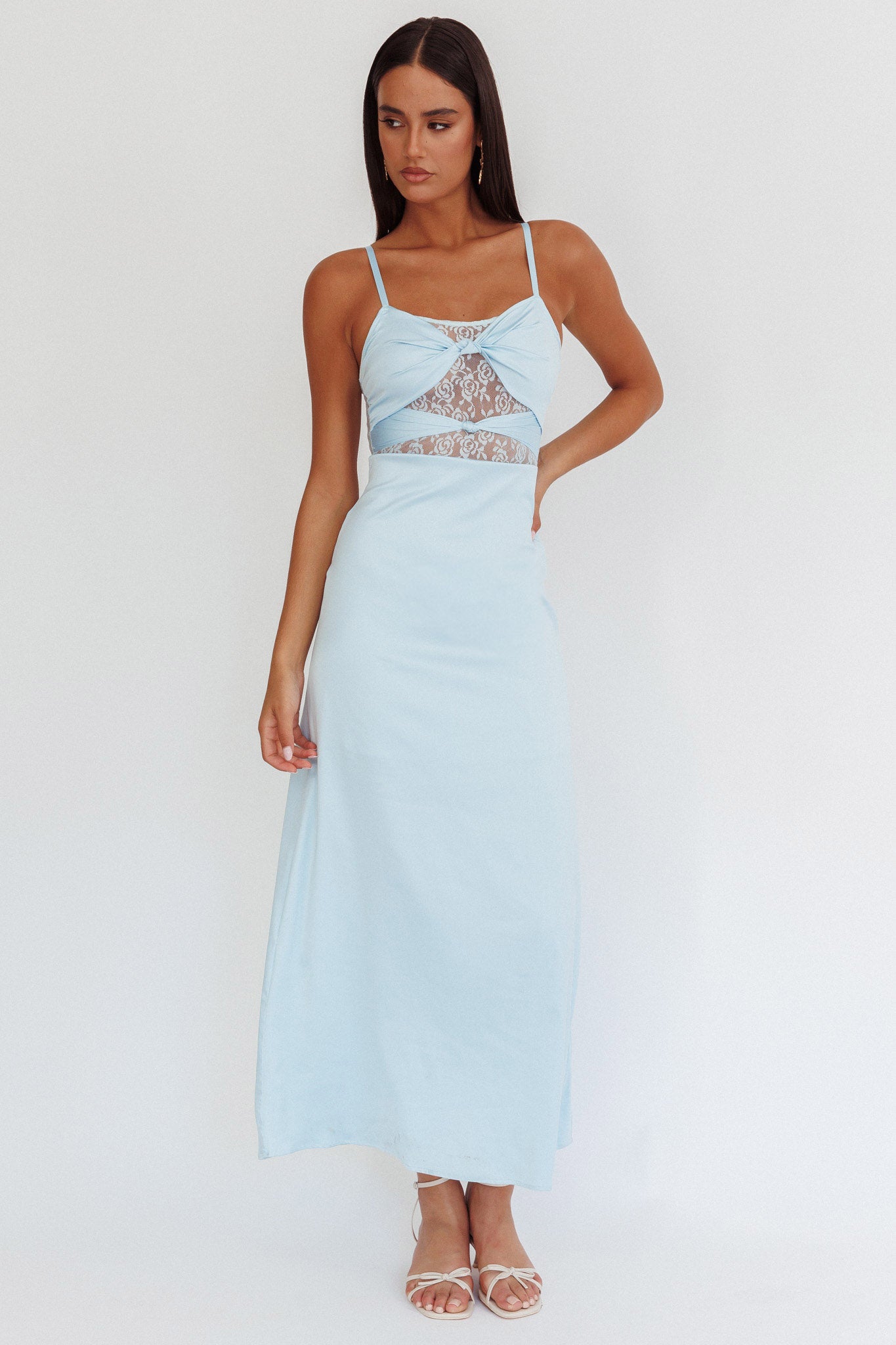 Wyatt Lace Twish Bust Maxi Dress Baby Blue by Selfie Leslie