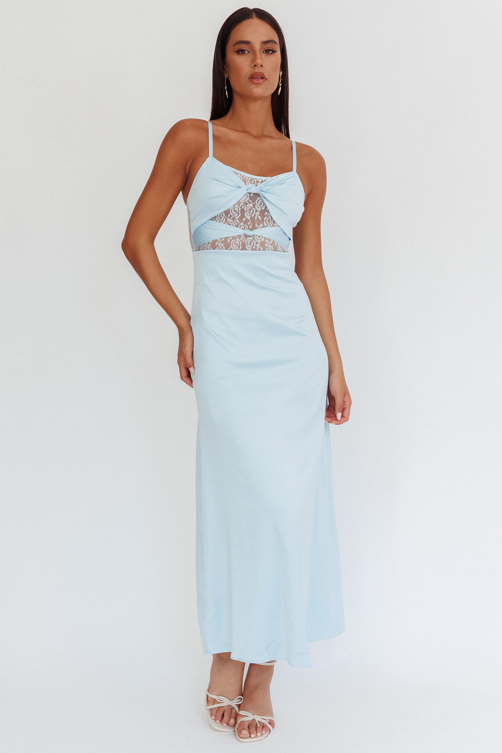 Wyatt Lace Twish Bust Maxi Dress Baby Blue by Selfie Leslie