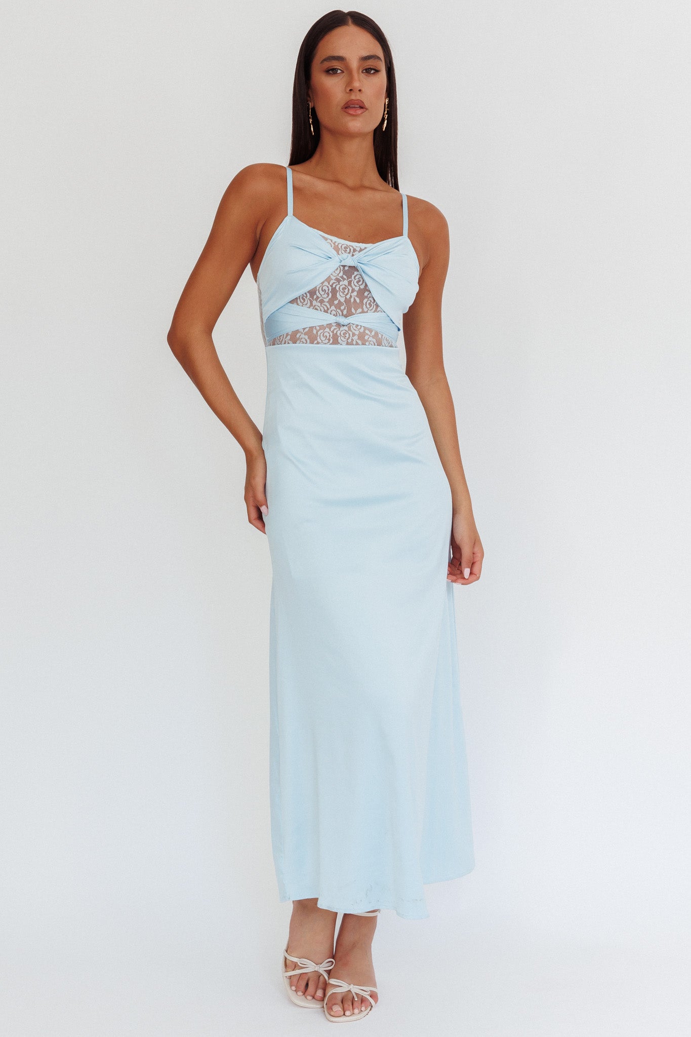 Wyatt Lace Twish Bust Maxi Dress Baby Blue by Selfie Leslie