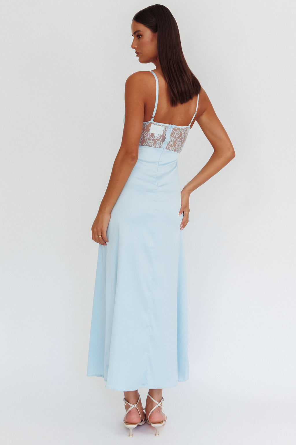 Wyatt Lace Twish Bust Maxi Dress Baby Blue by Selfie Leslie