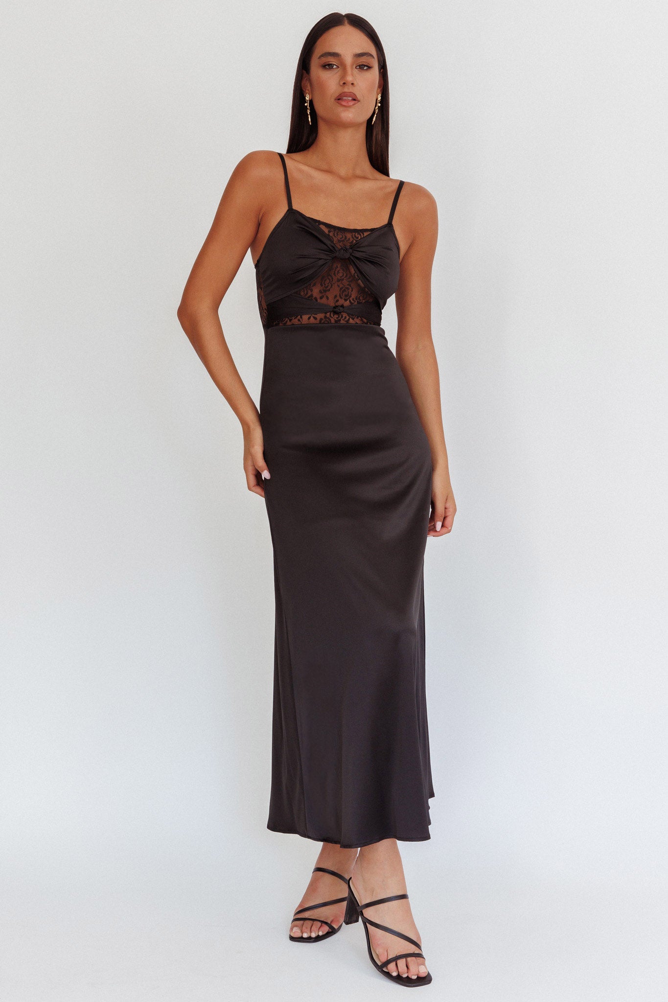Wyatt Lace Twish Bust Maxi Dress Black by Selfie Leslie