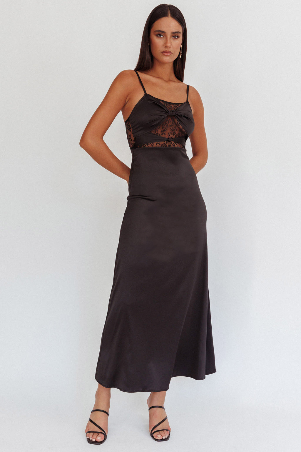 Wyatt Lace Twish Bust Maxi Dress Black by Selfie Leslie