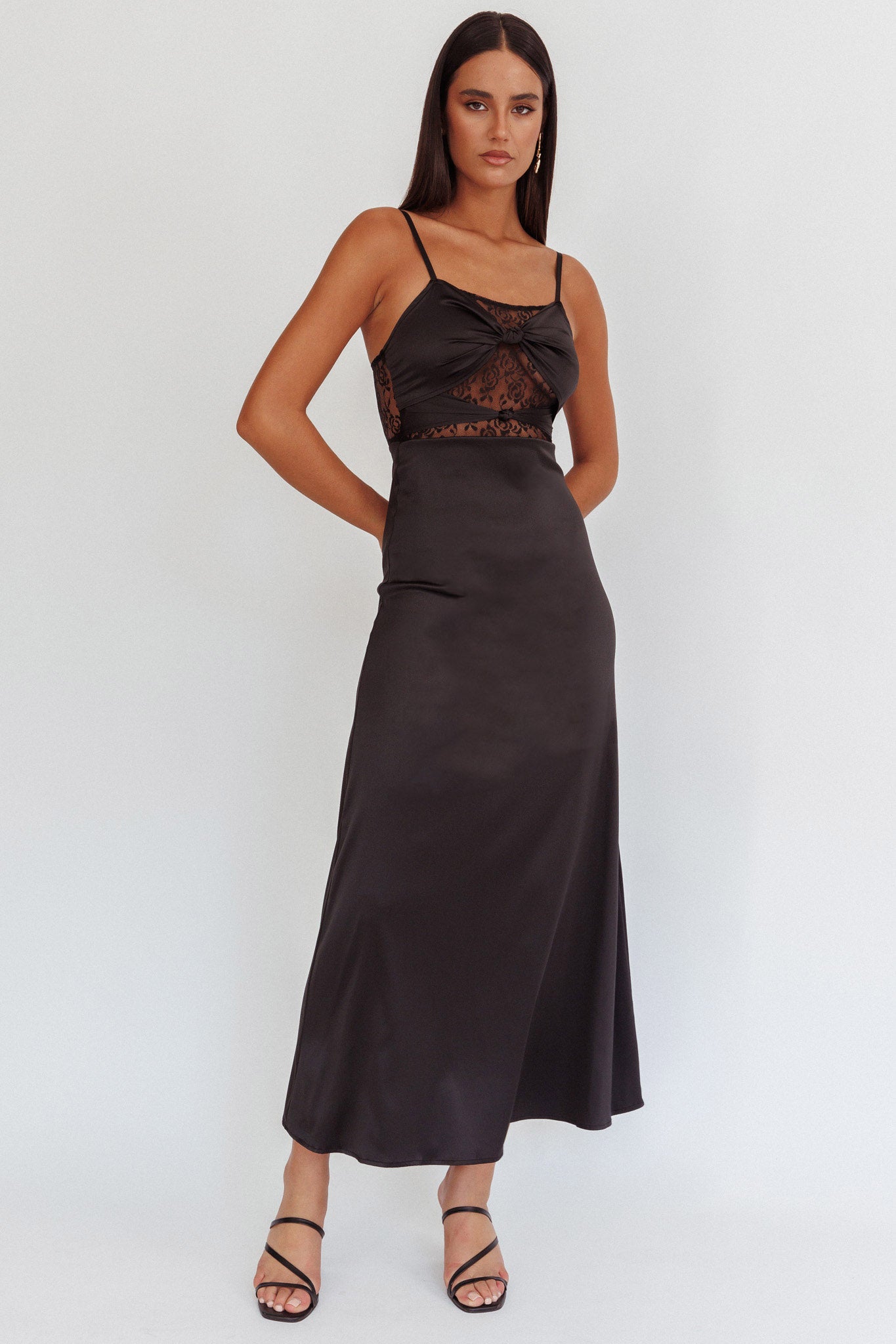 Wyatt Lace Twish Bust Maxi Dress Black by Selfie Leslie