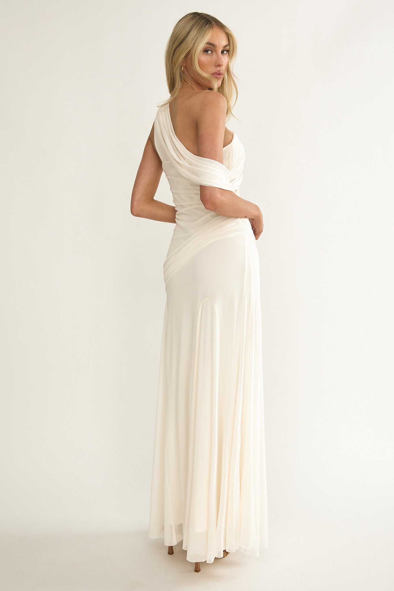 Anaisa Asymmetric Neckline Draped Maxi Dress Oyster Anaisa Asymmetric Neckline Draped Maxi Dress Oyster