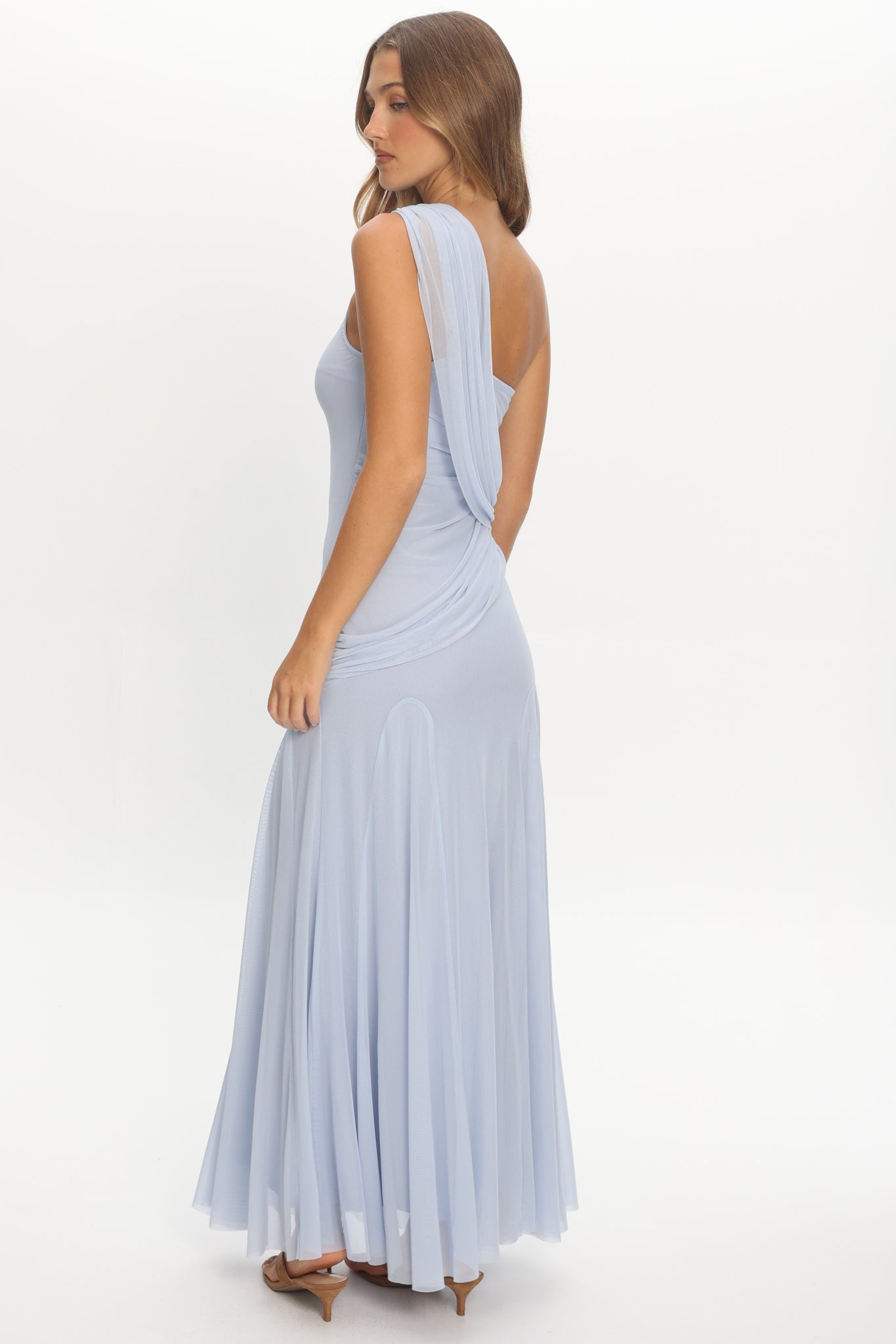 asymmetric draped neckline maxi dress Anaisa Asymmetric Neckline Draped Maxi Dress Baby Blue