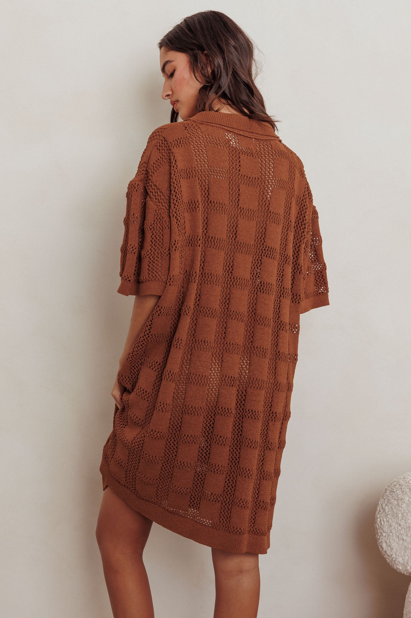 Best Friend Knit Shirt Dress Chocolate by Selfie Leslie