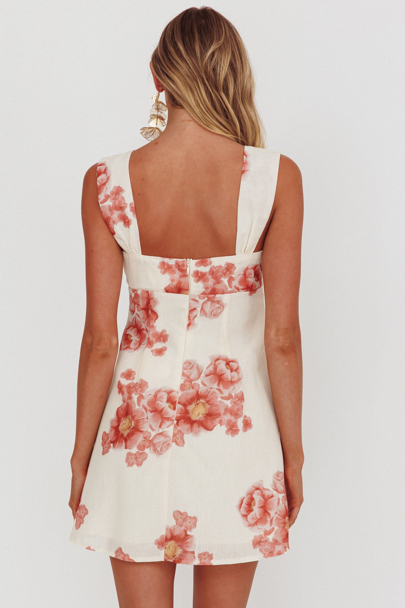 Dixon Pintuck Pleat Mini Dress Floral Beige by Selfie Leslie