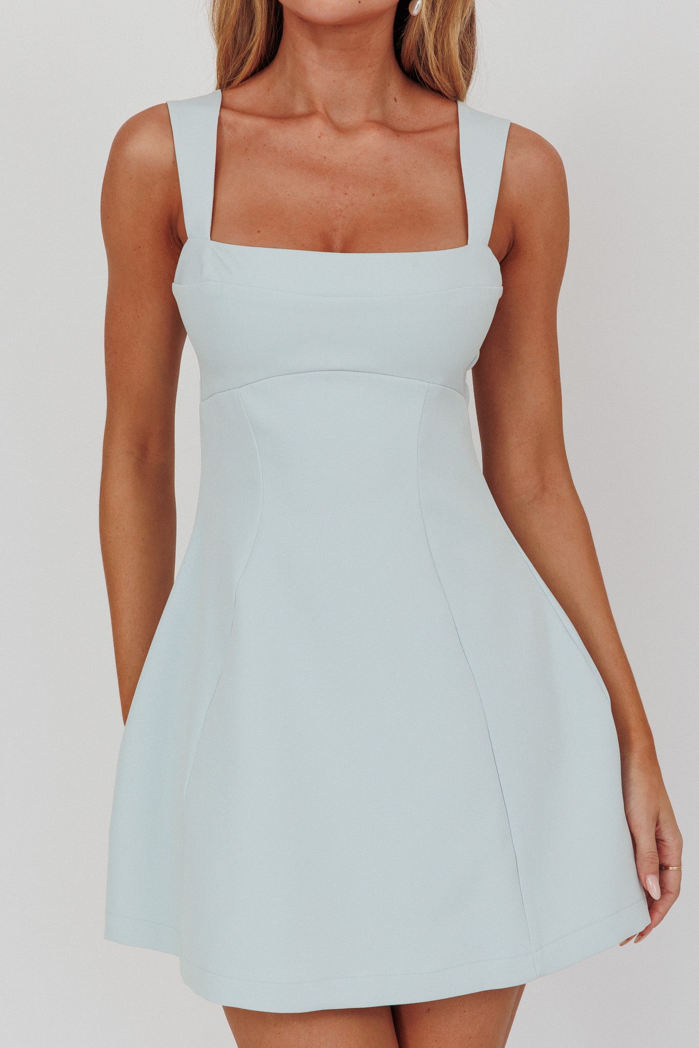Jordy Structured A-Line Mini Dress Ice Blue - L Jordy Structured A-Line Mini Dress Ice Blue - L