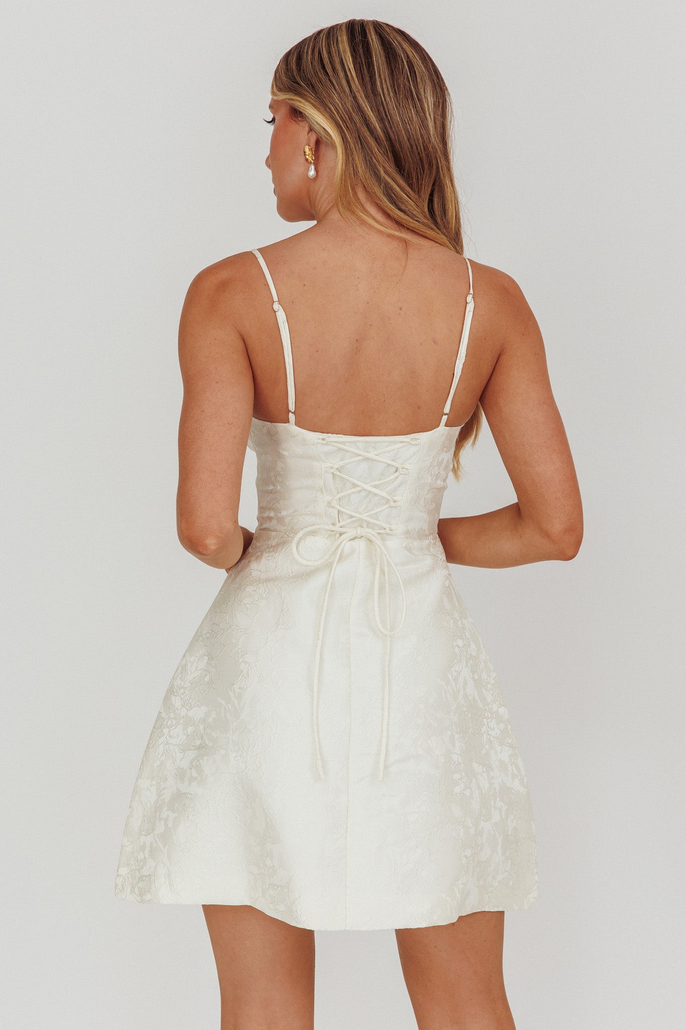 Kyrah Lace-Up Back Mini Dress Cream - XL Kyrah Lace-Up Back Mini Dress Cream - XL