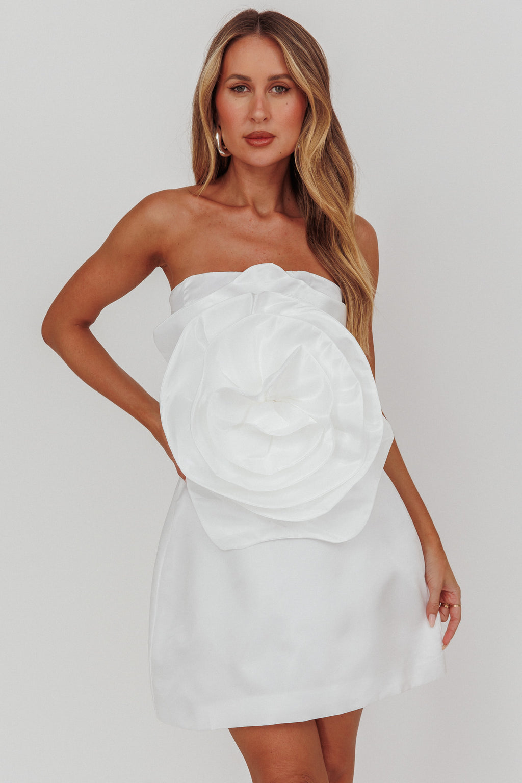 Count Down A-Line Mini Skirt Oyster by Selfie Leslie