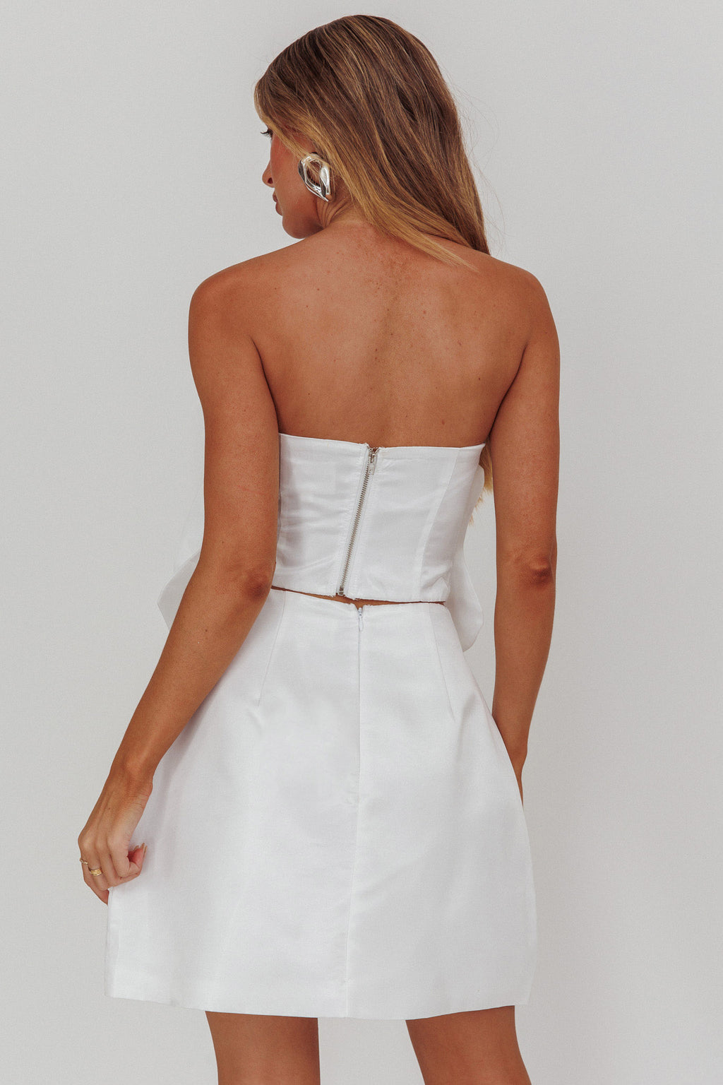 Count Down A-Line Mini Skirt Oyster by Selfie Leslie